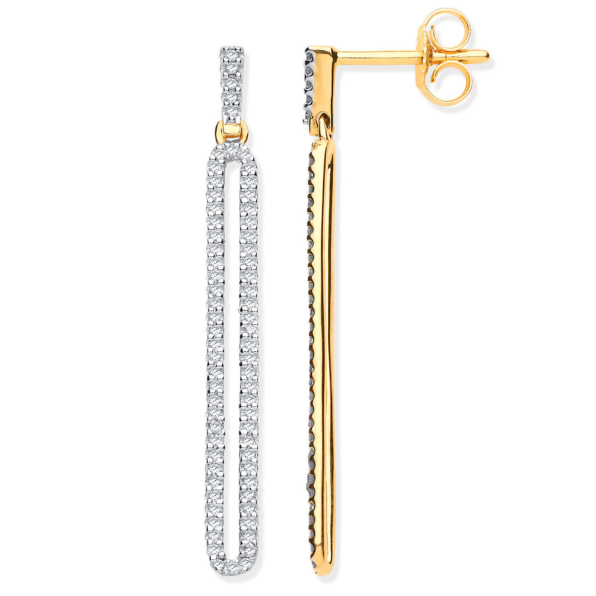 9ct Yellow Gold Long Loop Drop 0.25ct Diamond Earrings – LewBurgess