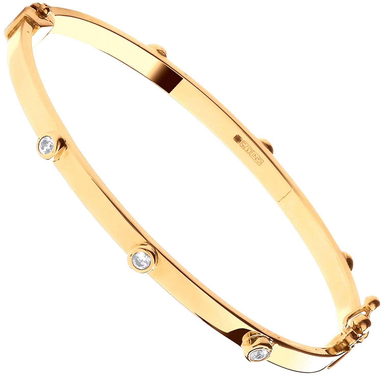 Yellow Gold Hollow Oval Cz Baby Bangle Copy