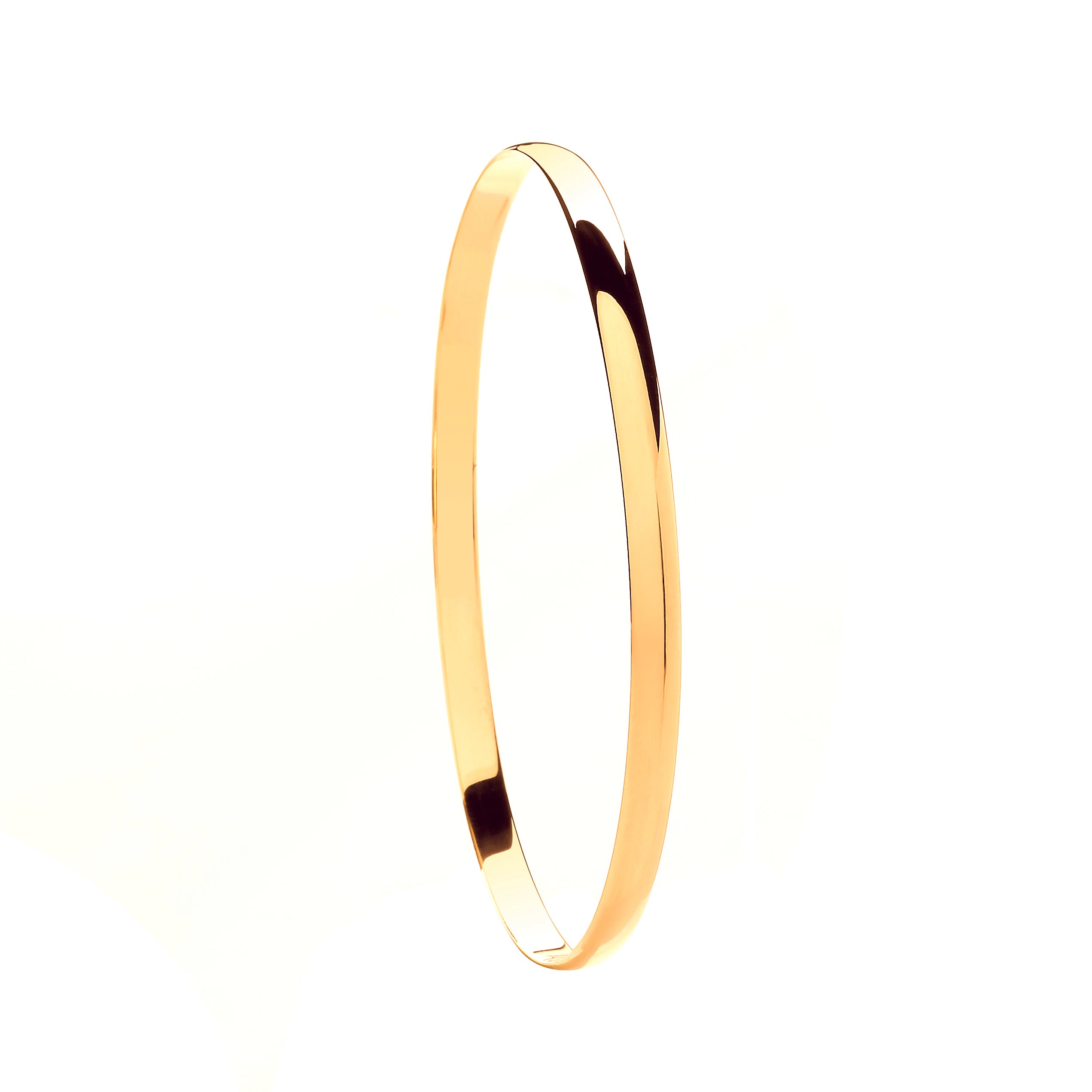 Yellow Gold 4mm Plain D-shape Bangle