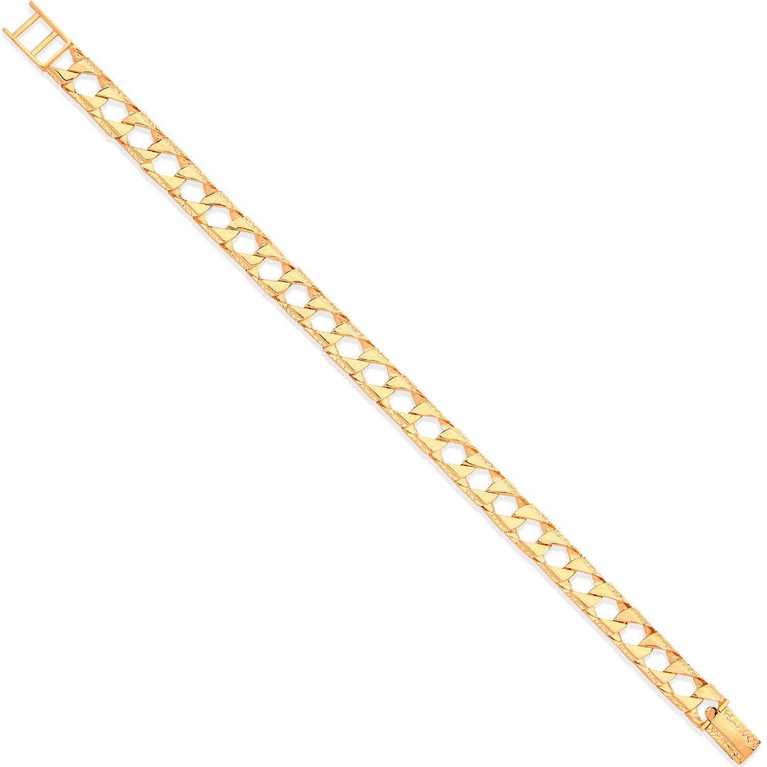 Yellow Gold 9mm Casted Grain Edge Bracelet for Men