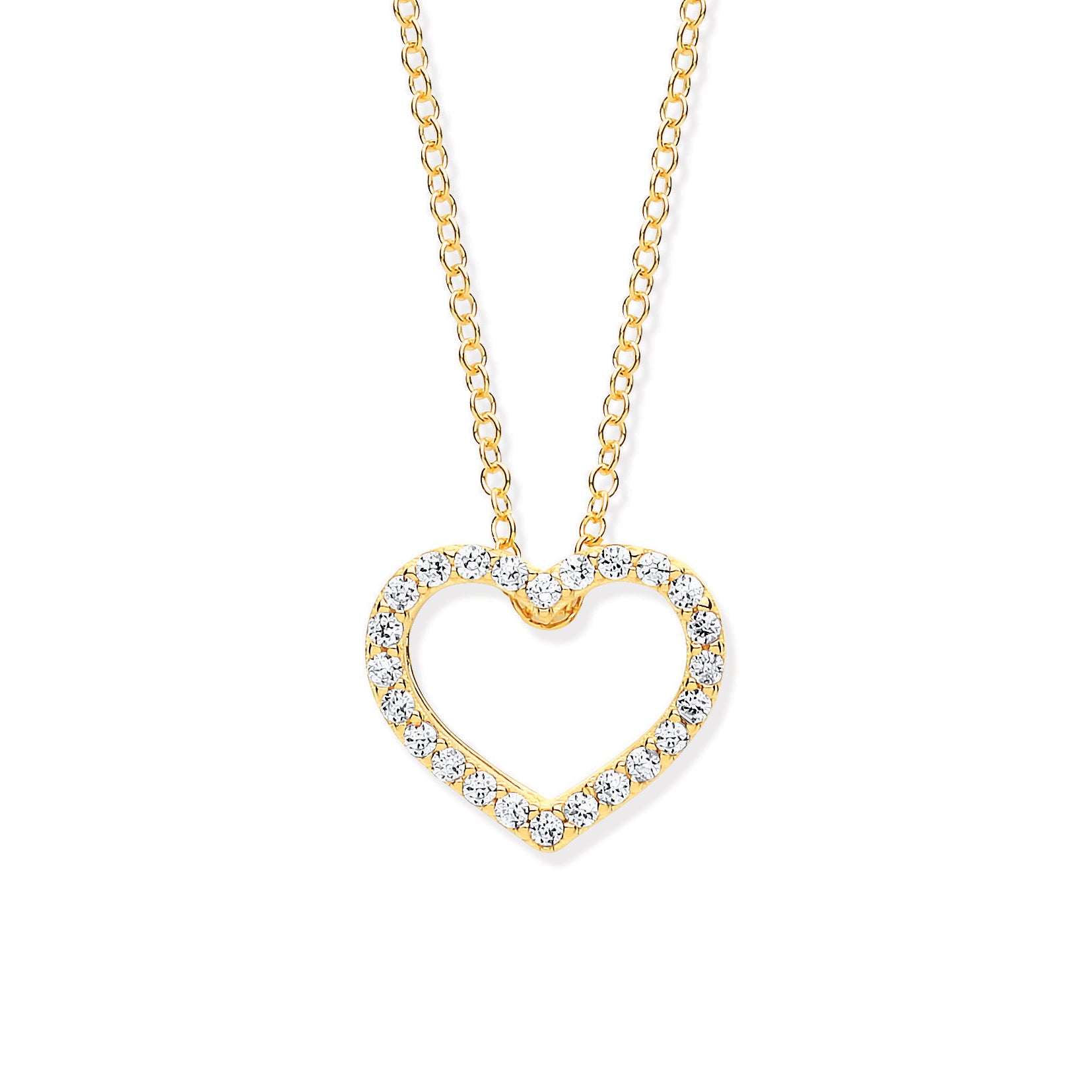 Y/G Cz Heart Pendant on 18" Chain