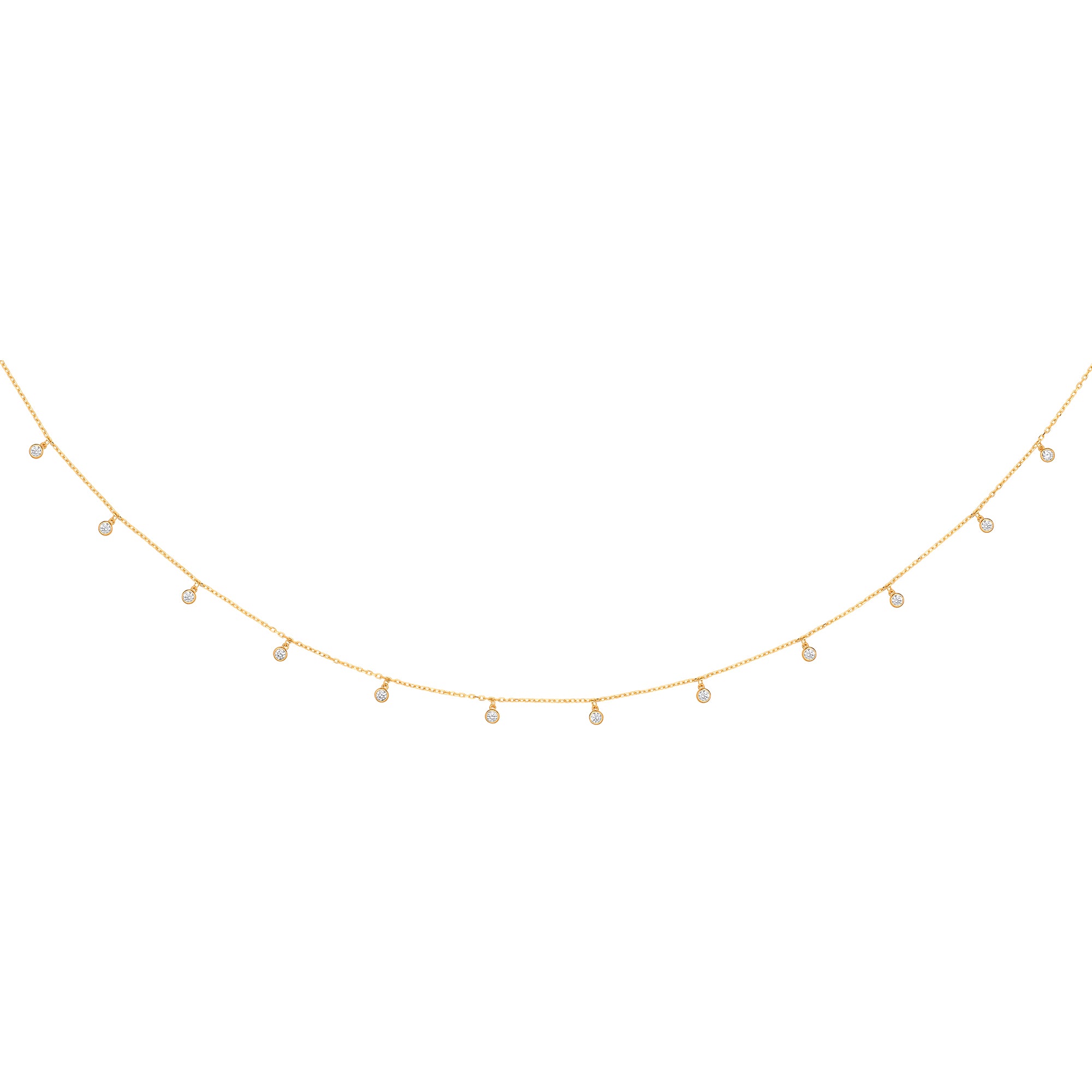 Y/G Dangling CZs Diamond by the Yard 17"Necklace