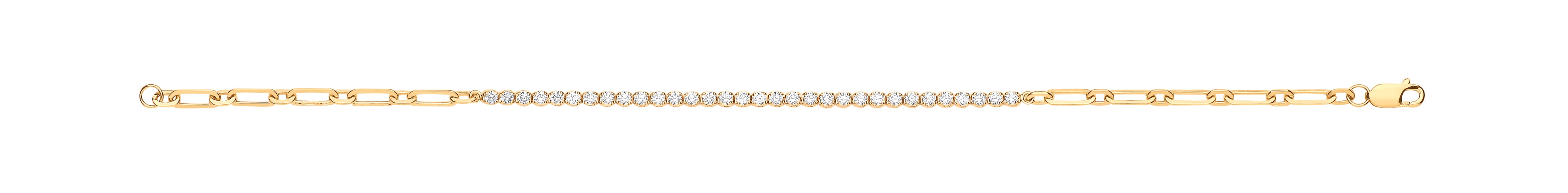 18ct Yellow Gold Half & Half Diamond Tennis Bracelet 0.80ctw