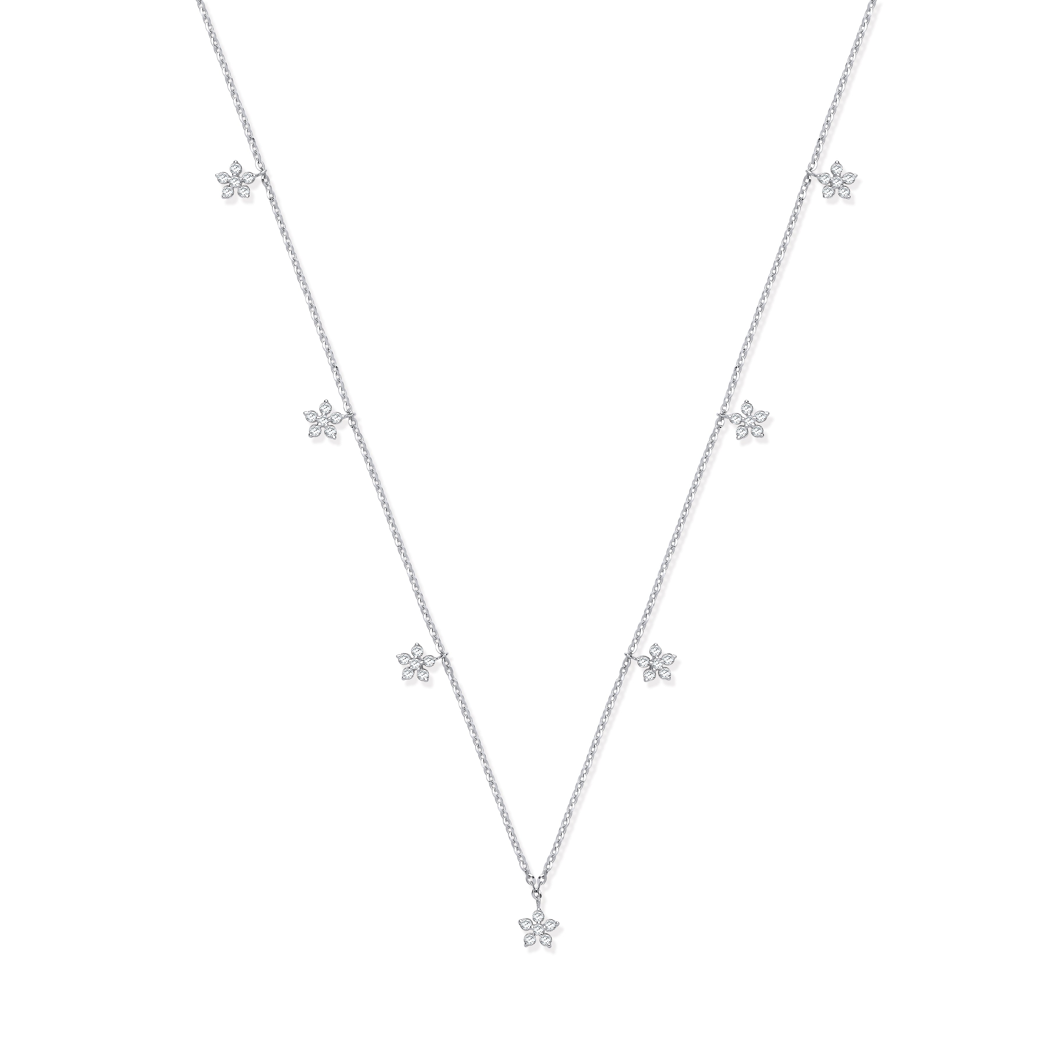 9ct WG 0.27ctw 7 Florets Pendant (18in/45cm) Chain
