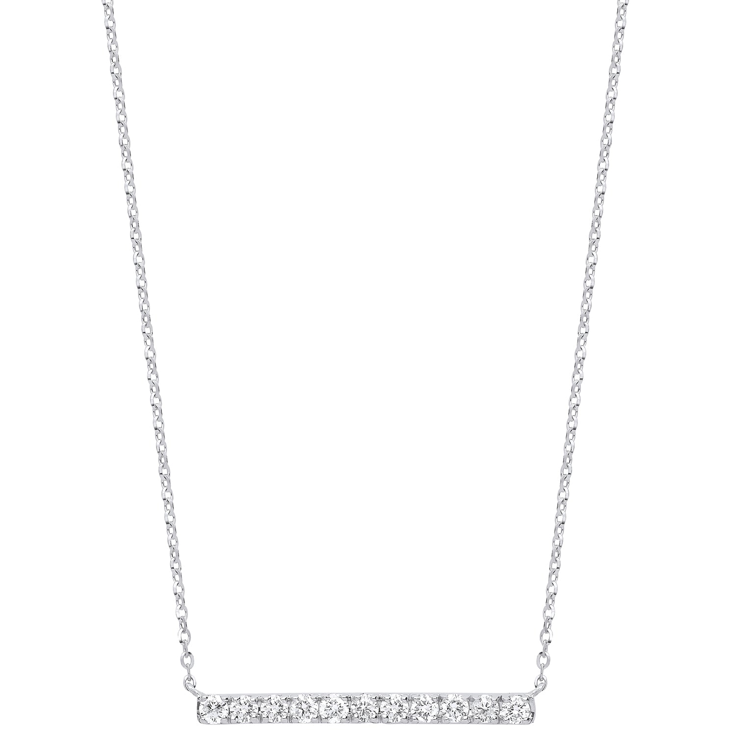 9ct White Gold 0.33ct Diamond Bar Necklace (18in/45cm) Chain