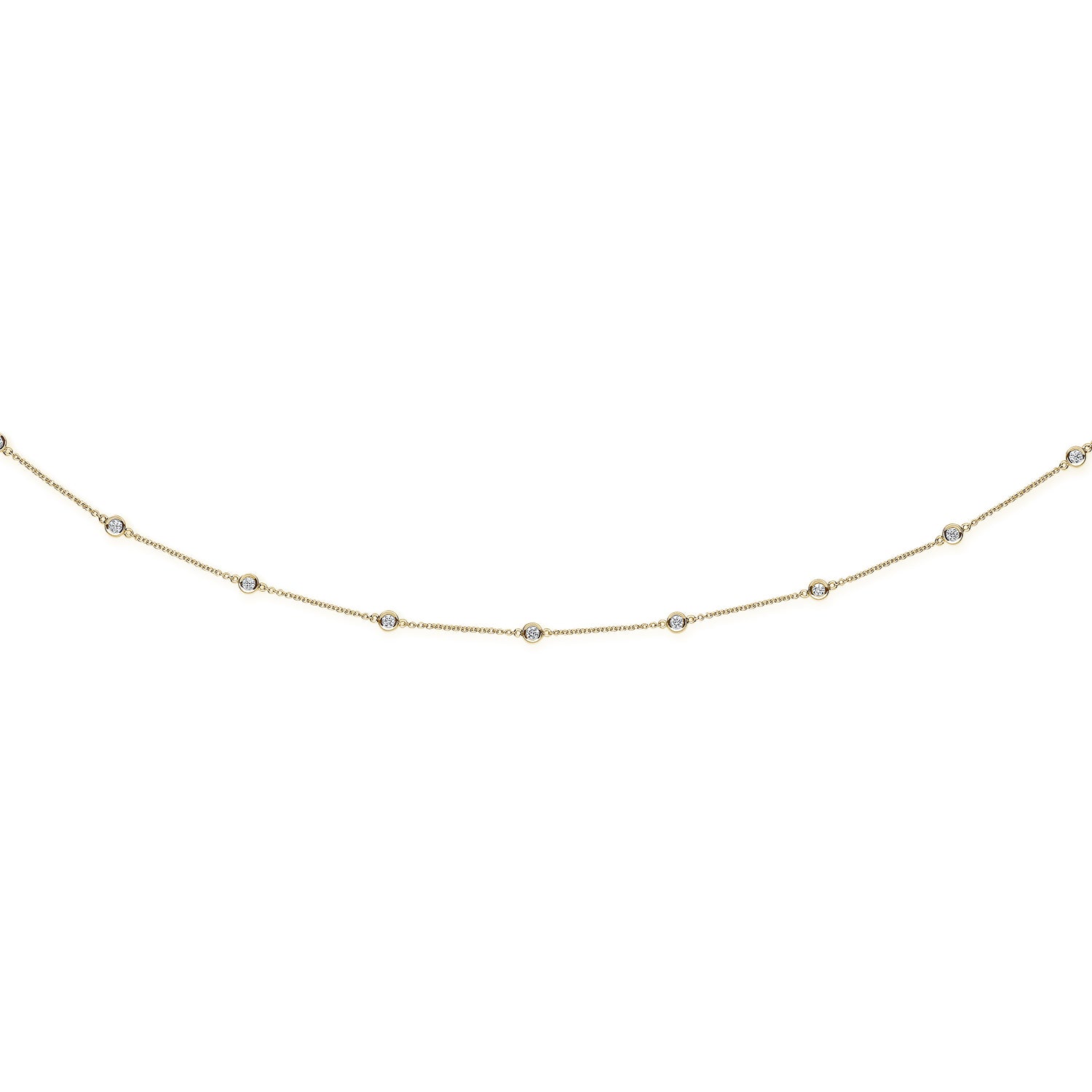 18ct Yellow Gold 1.00ct Diamond by the yard Necklace (18in/45cm) Chain