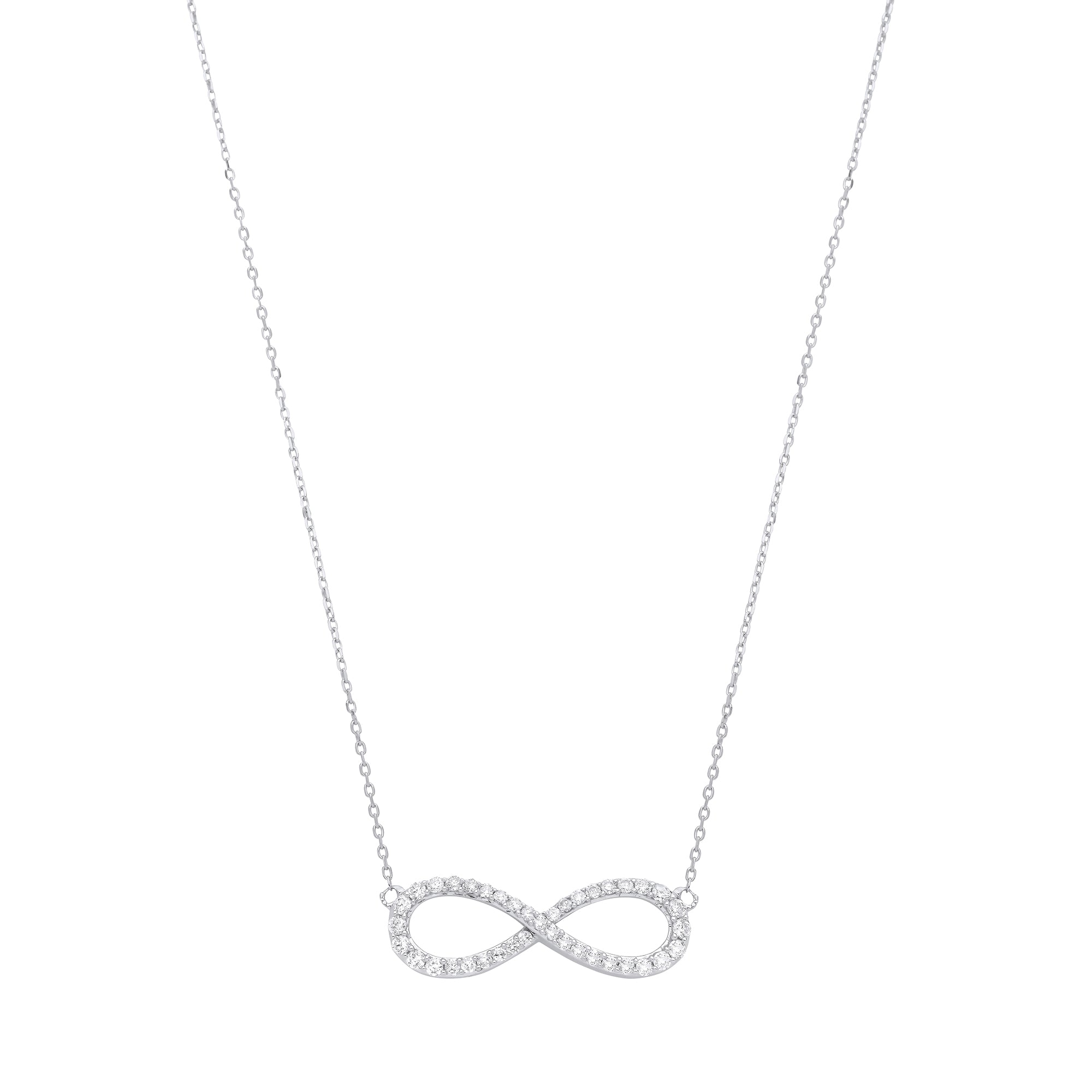 9ct White gold 0.47ctw G SI Infinity Pendant (18in/45cm) Chain