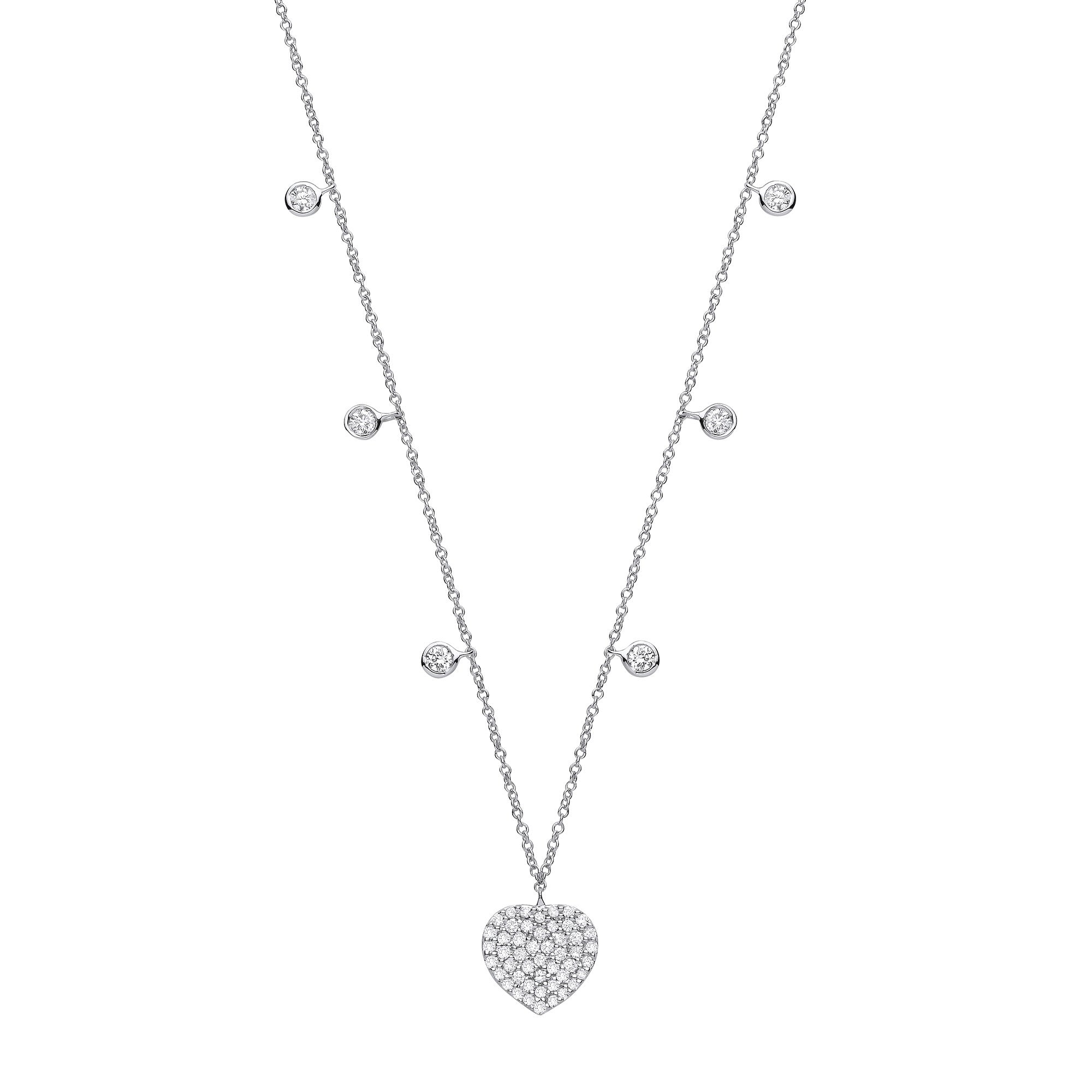 9ct White Gold 0.45ctw Heart Necklace