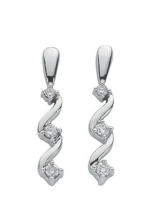 9ct White Gold 0.25ct Diamond Drop Earrings
