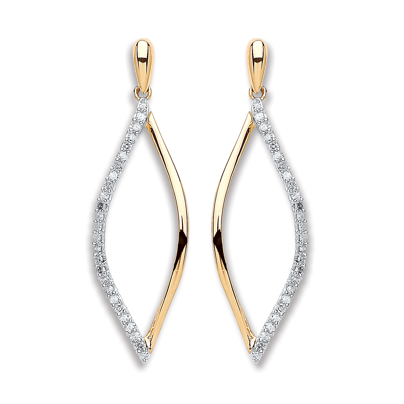9ct Yellow Gold 0.15ct Dia Drop Earrings