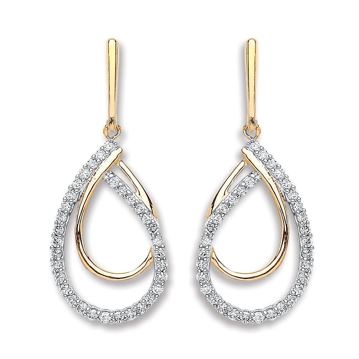 9ct Yellow Gold 0.20ct Dia Drop Earrings