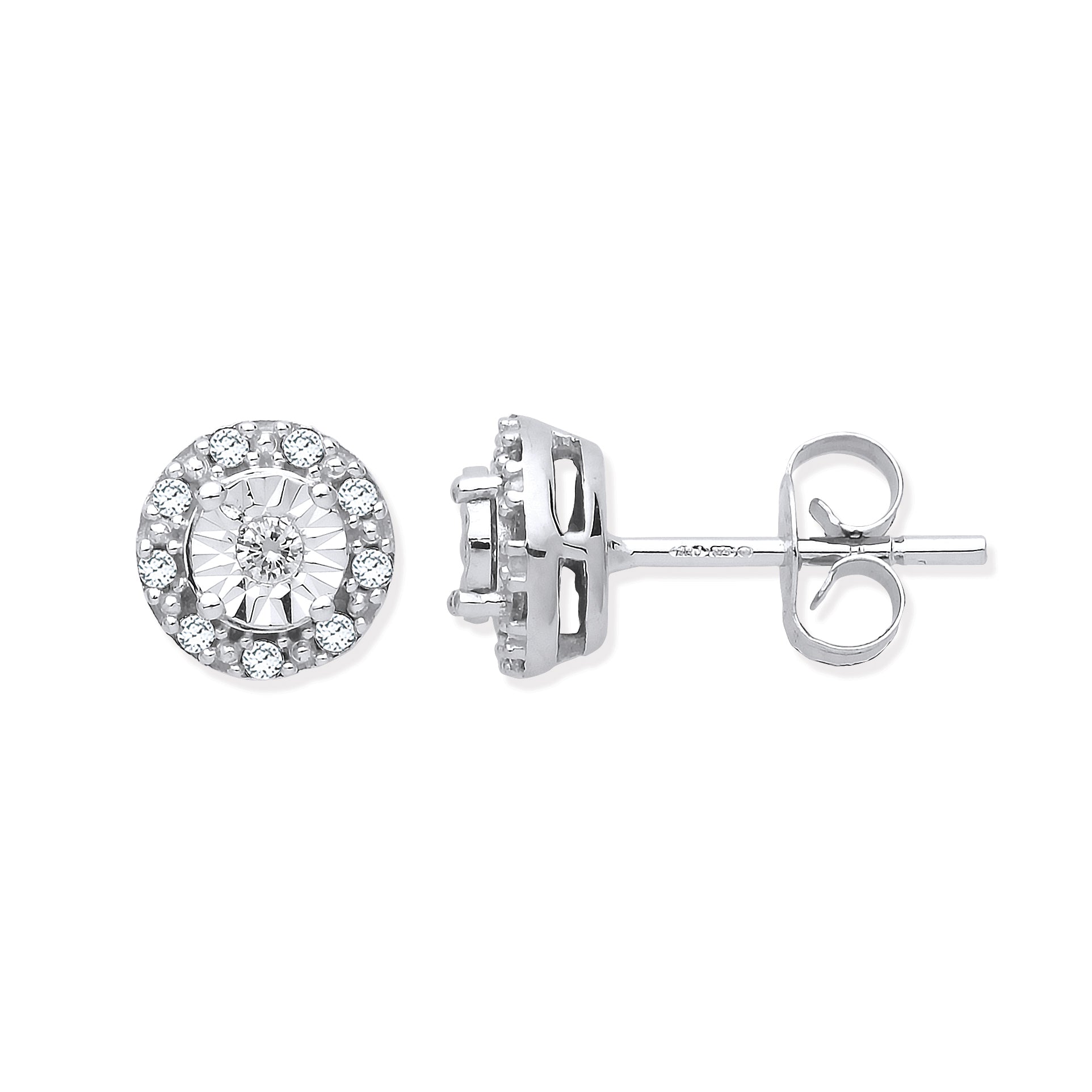 9ct White Gold 0.13ct Stud Earrings