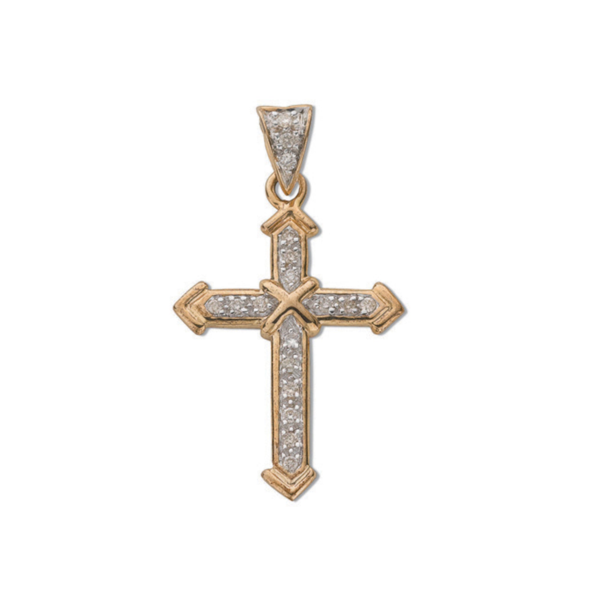 9ct Yellow Gold 0.18ct Diamond Cross