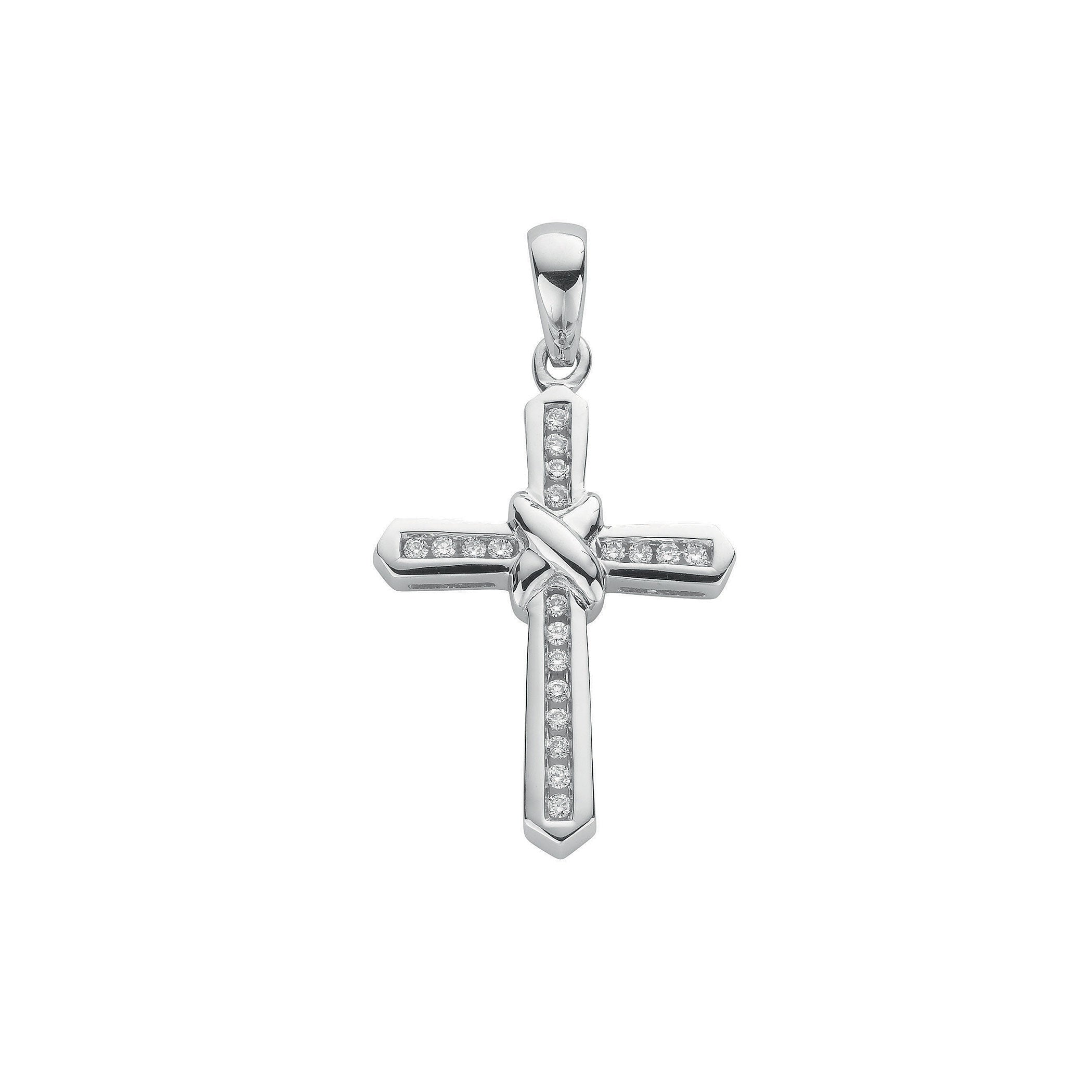 9ct White Gold 0.25ct Diamond Cross