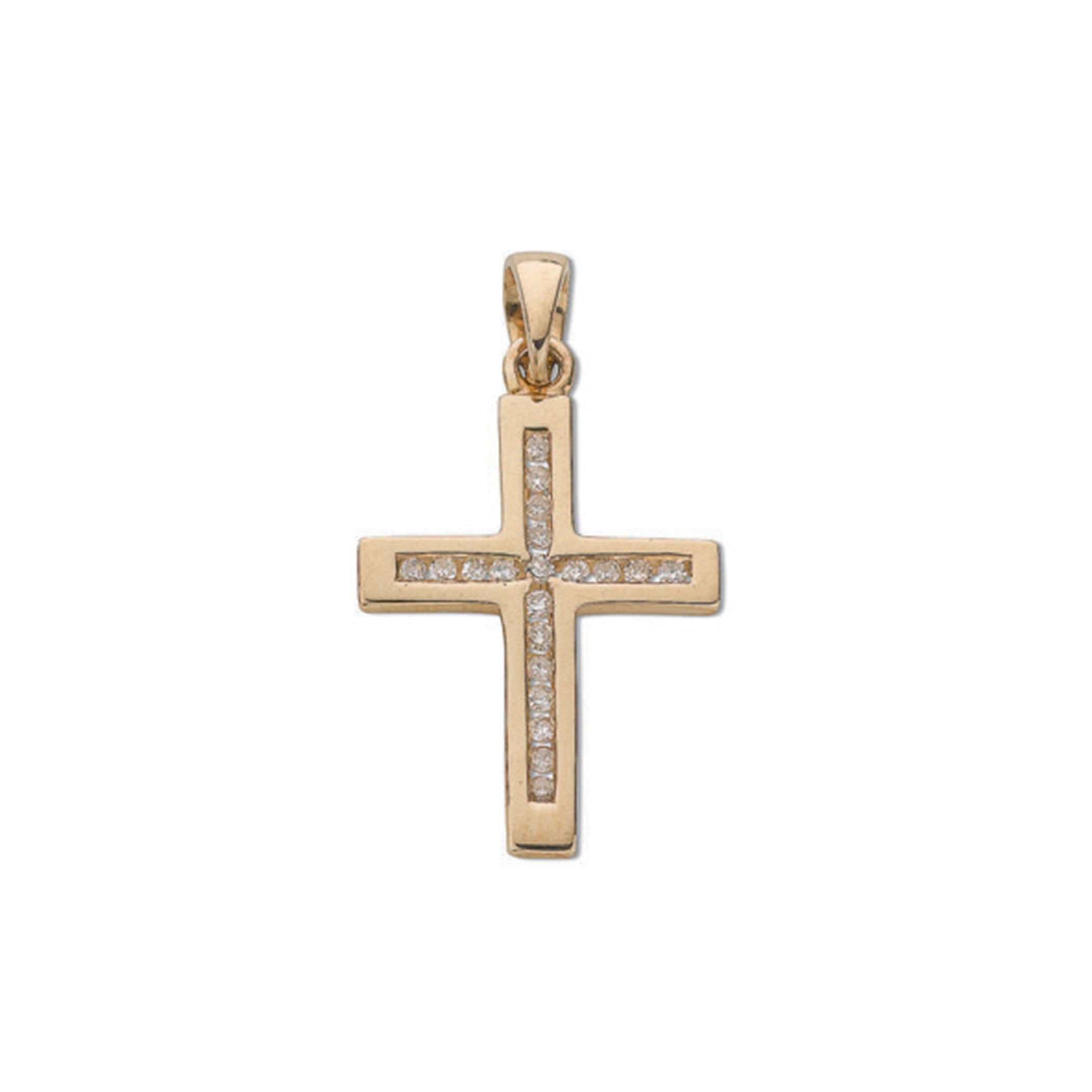9ct Yellow Gold 0.15ct Diamond Cross