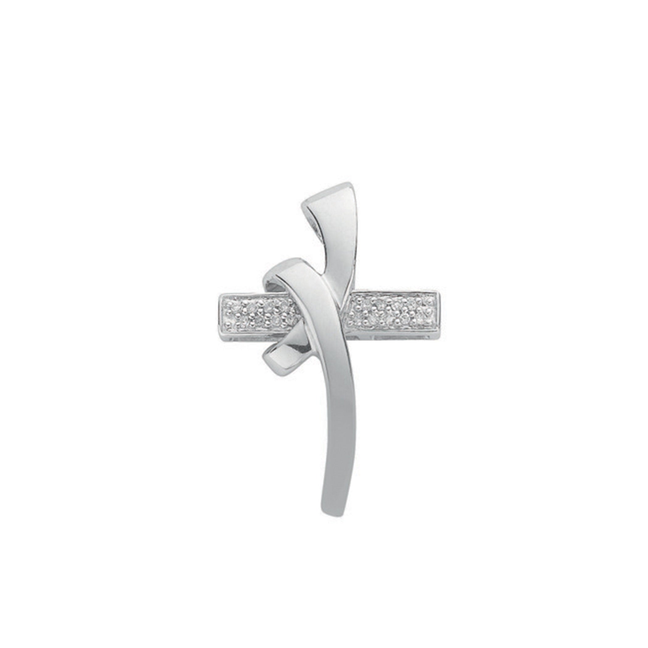 9ct White Gold 0.08ct Diamond Cross