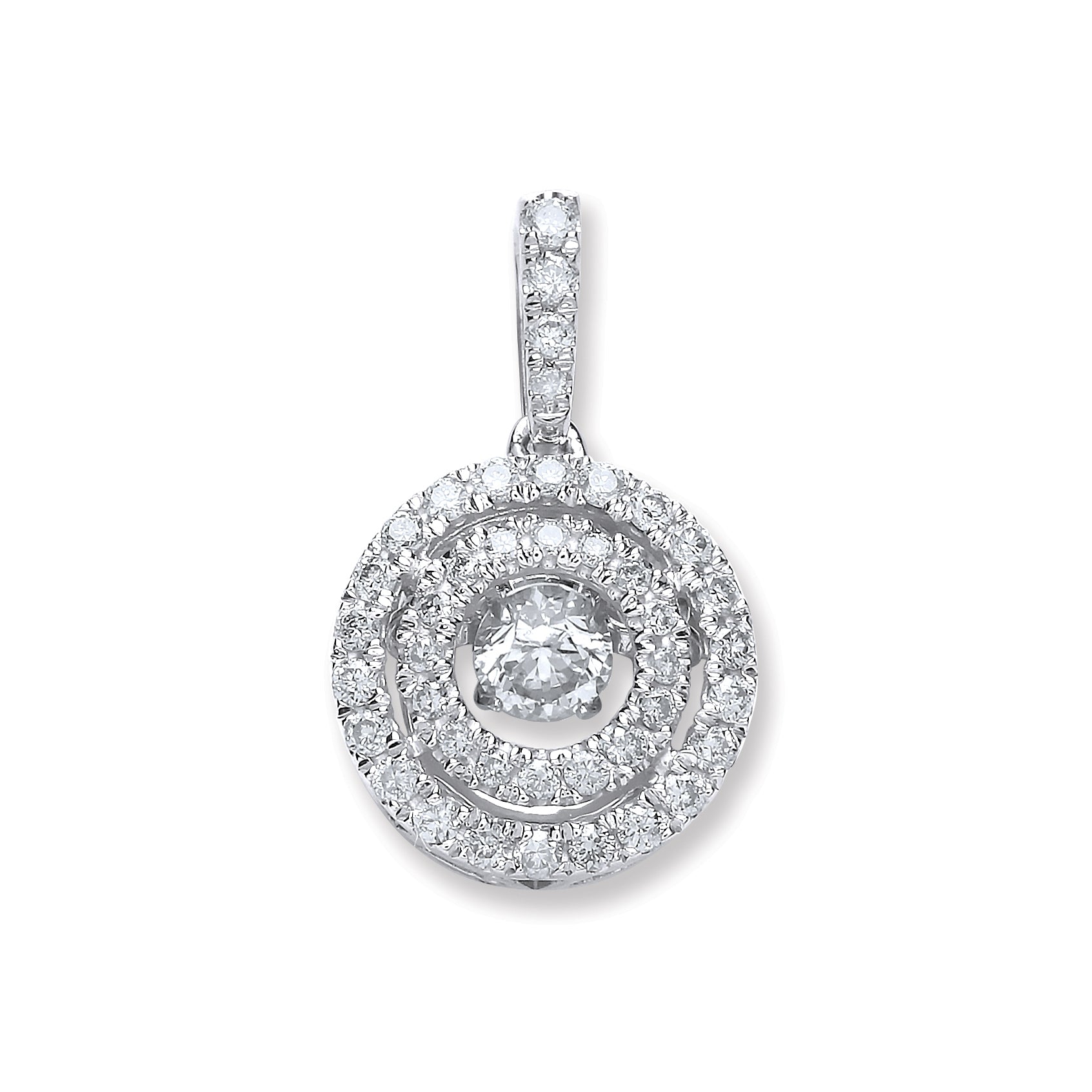 9ct White Gold 0.33ct Dancing Diamond Circle Pendant
