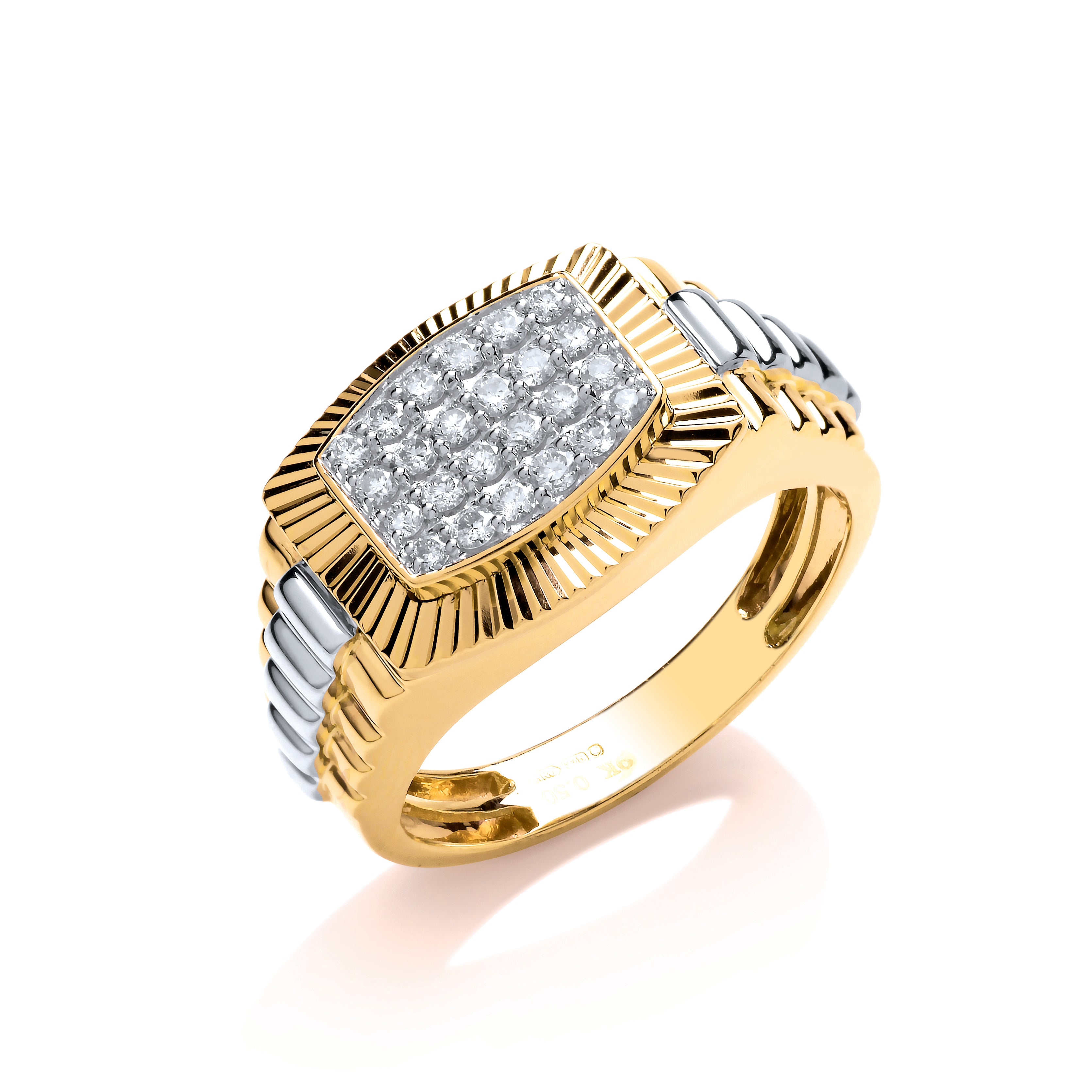 9ct Y/W Gold 0.50ct Diamond Fancy Link Ring