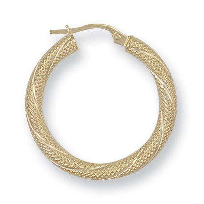 Y/G 25mm Frosted Twisted Hoop Earrings