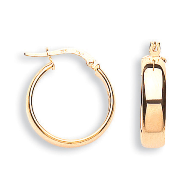 9CT YELLOW GOLD 18MM TUBE HOOP EARRINGS