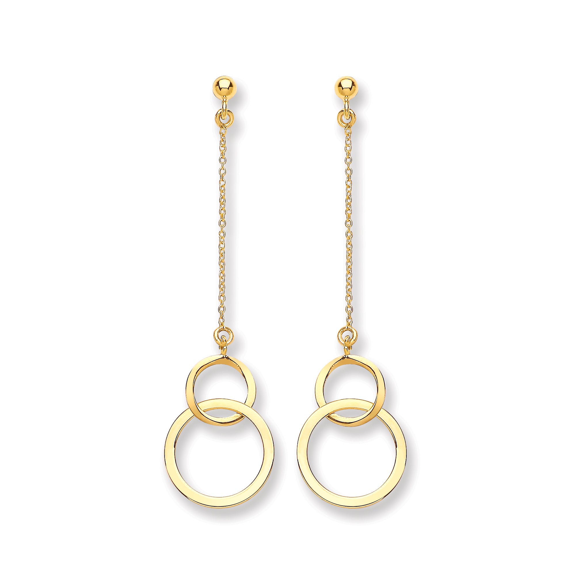 Yellow Gold Circle Drop Earring