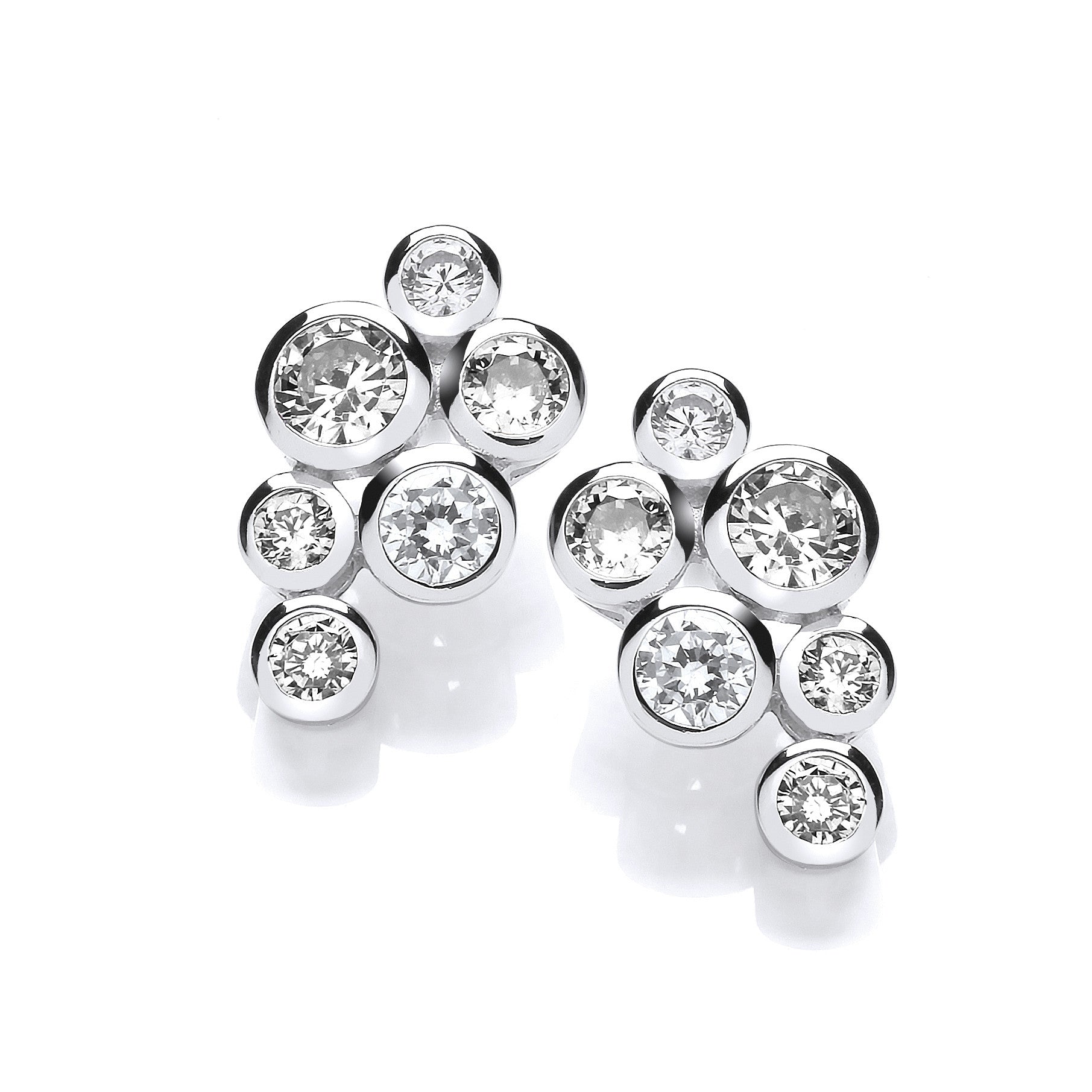925 Sterling Silver Timeless Style Rubover set CZs Earrings