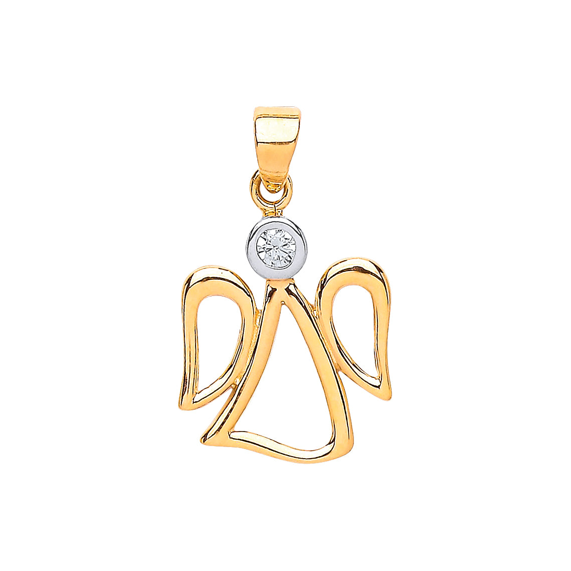 Yellow Gold Cz Angel Pendant