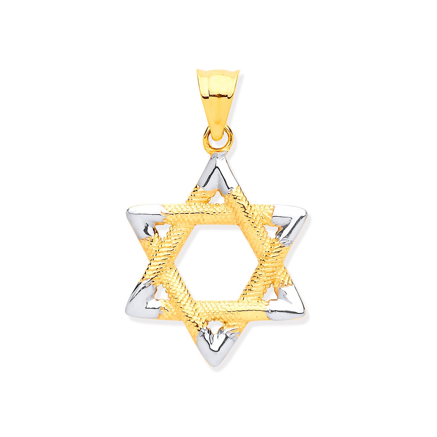 Whit & Yellow Gold Star of David Pendant