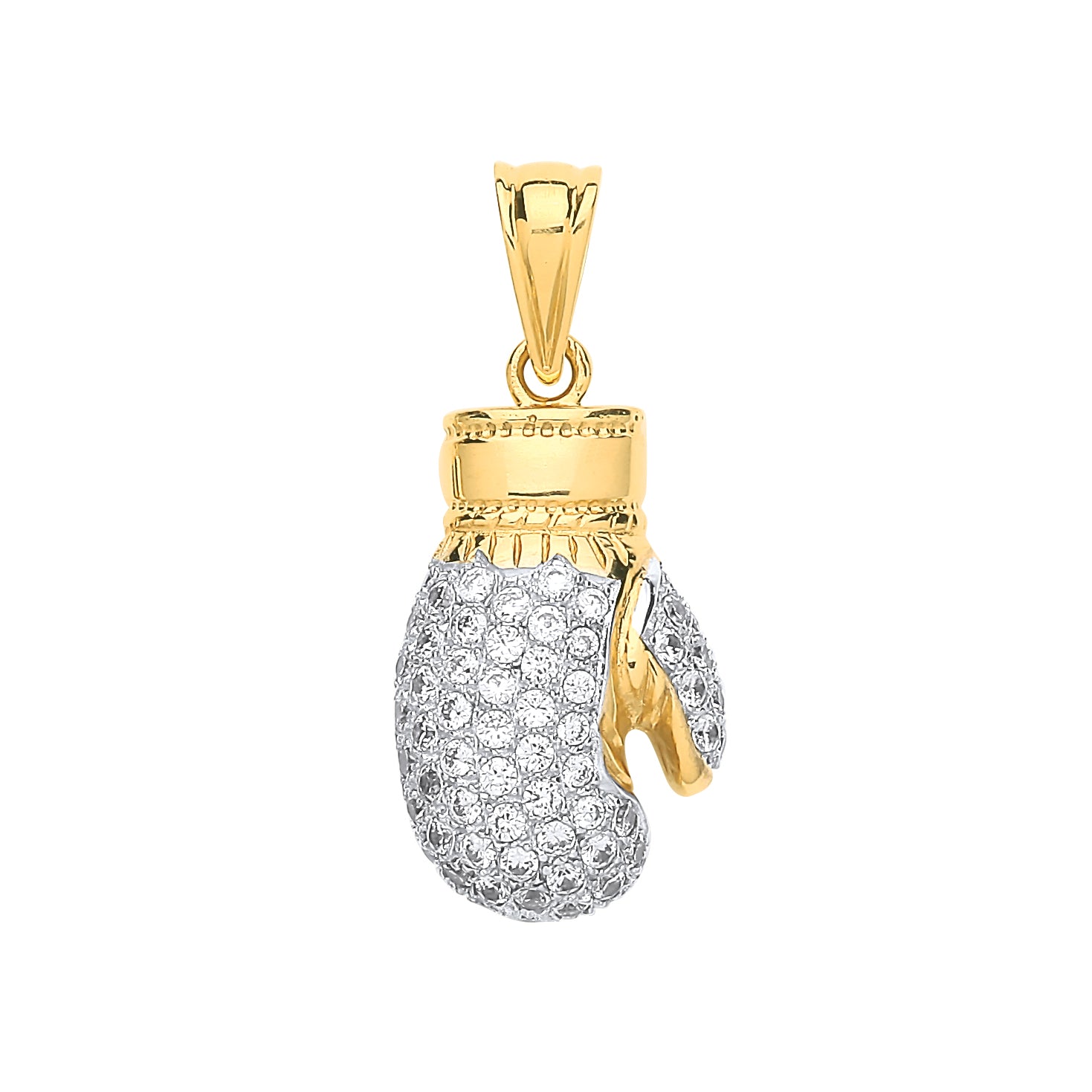 Yellow Gold Cz Hollow Boxing Glove Pendant
