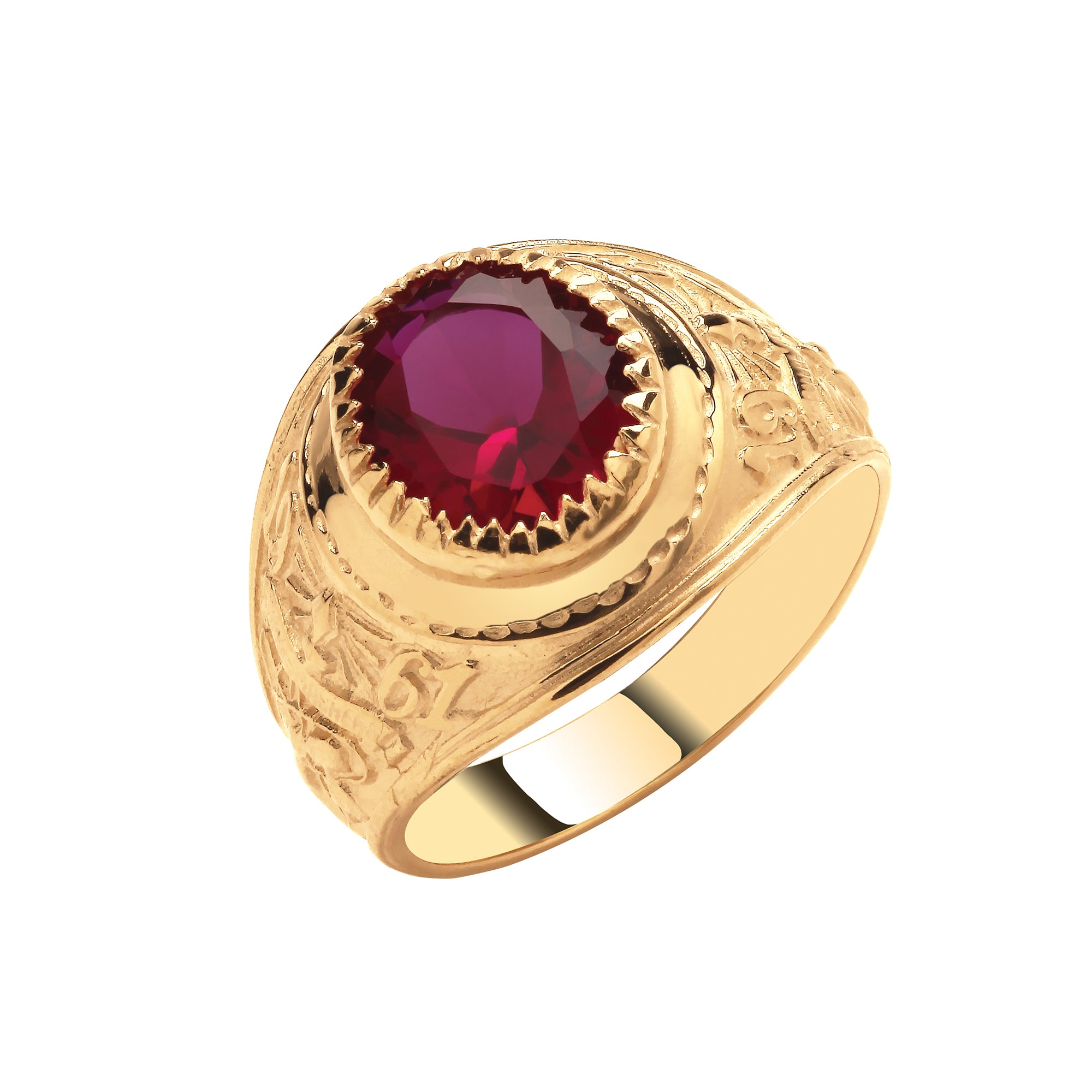 Y/G Red CZ College Ring