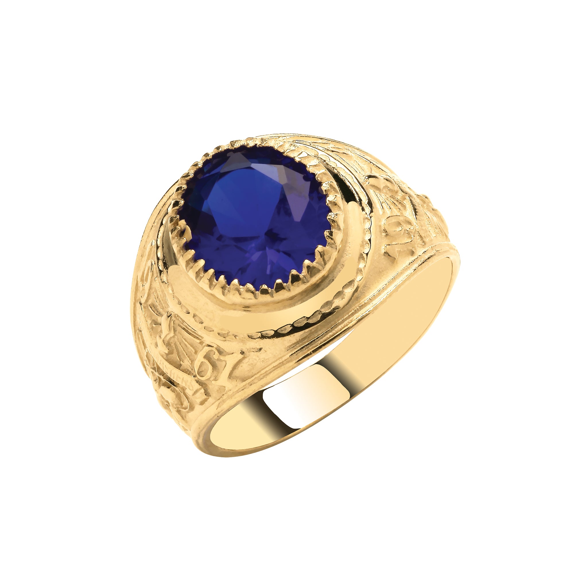 Y/G Blue CZ College Ring
