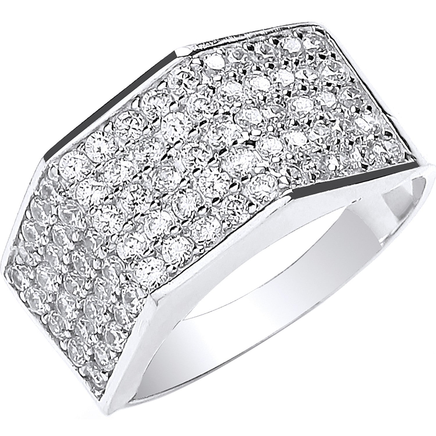 White Gold Gents Five Row CZ Ring