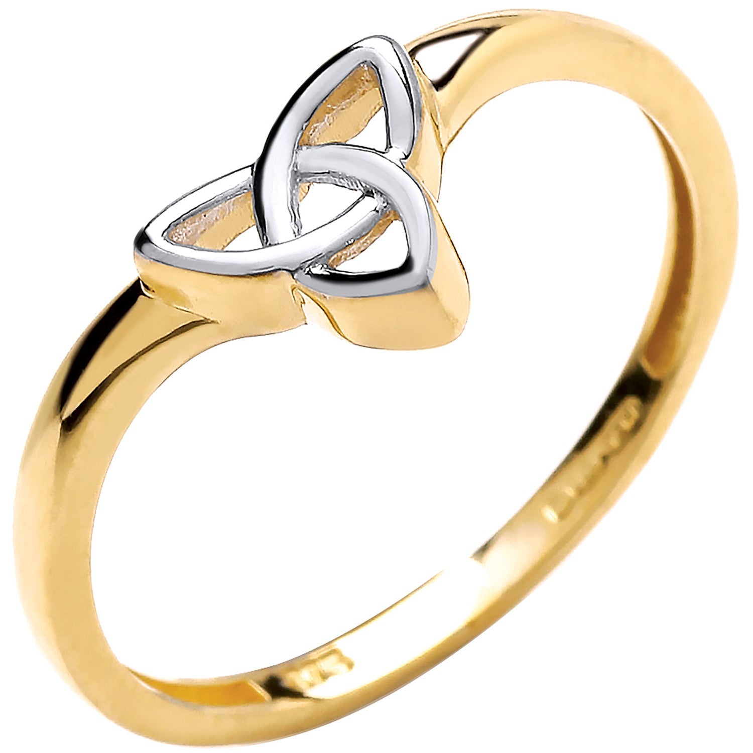 Two Colour Yellow & White Gold Wishbone Style Celtic Ring