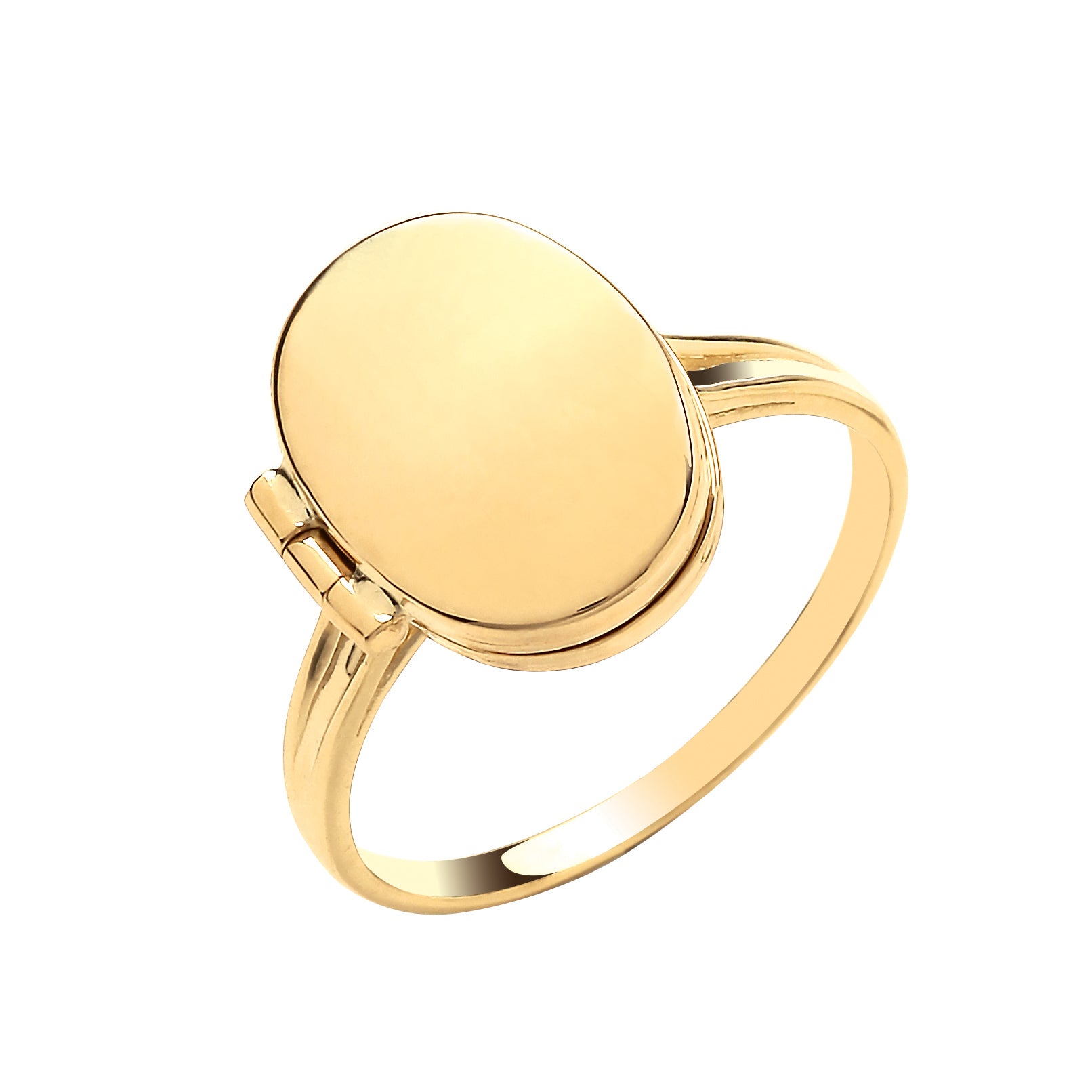 Y/G Oval Plain Locket Ring