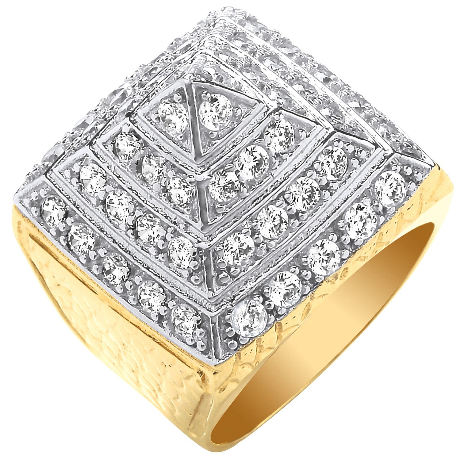 Yellow Gold CZ Pyramid Ring for Men