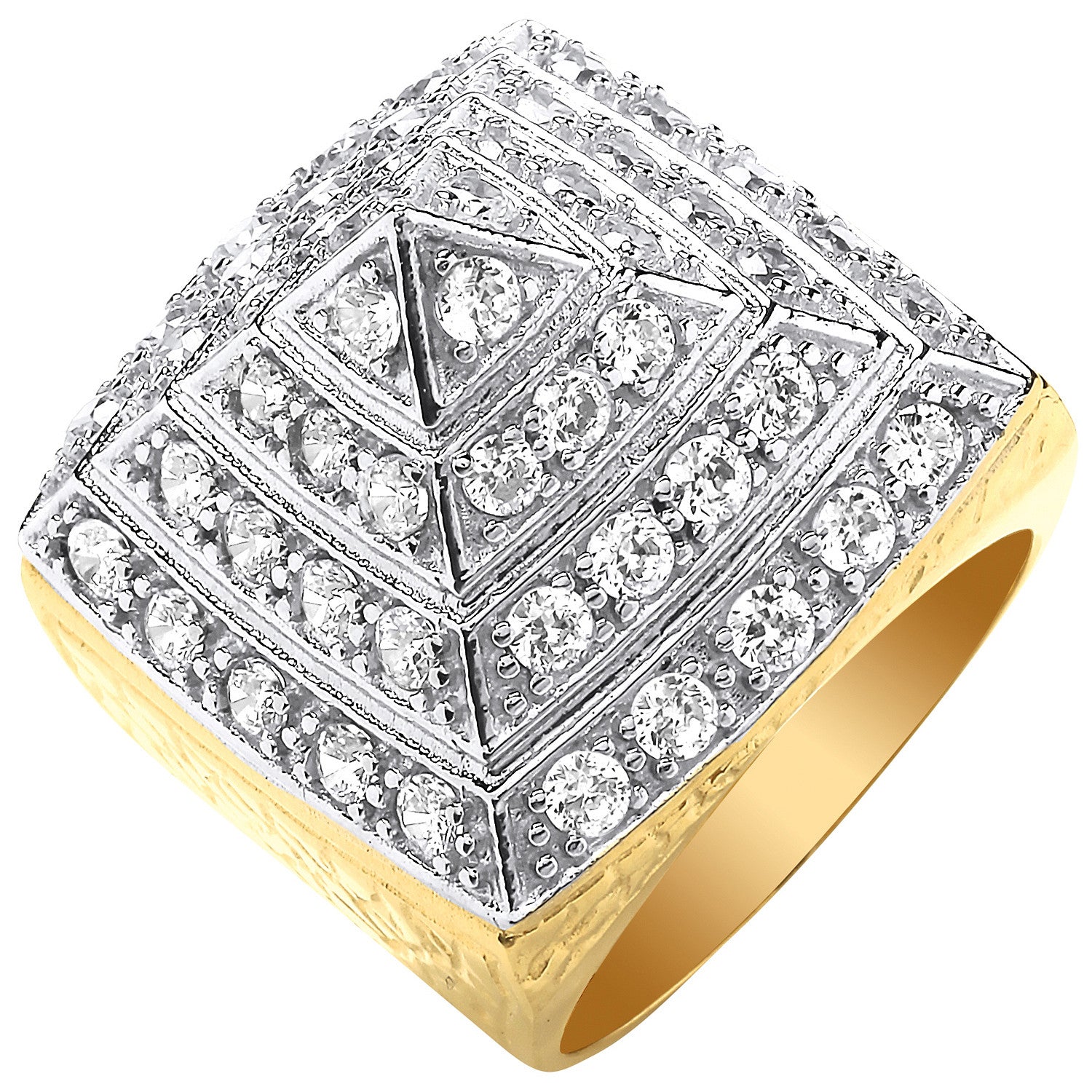 Y/G Large CZ Pyramid Gents Ring