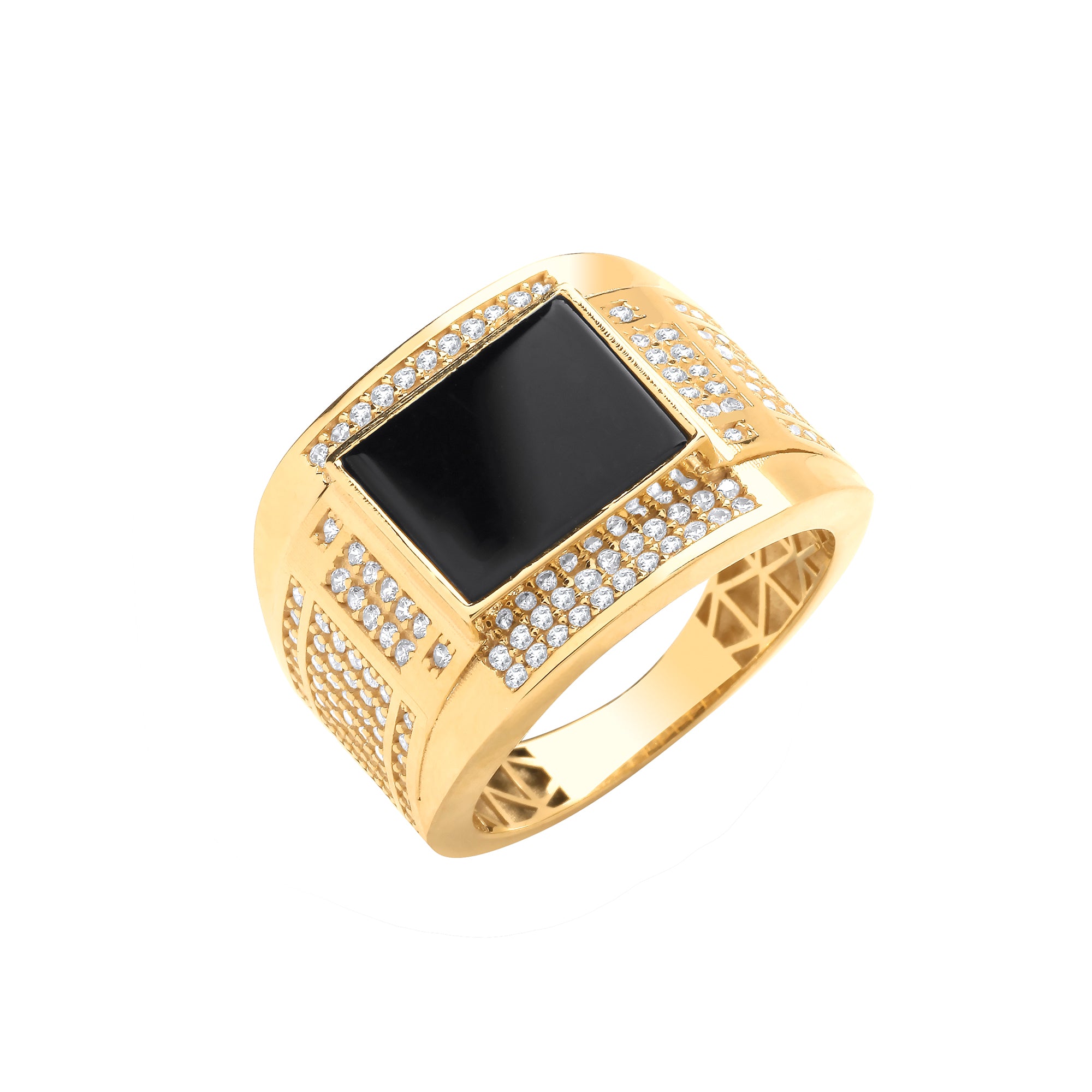 Y/G CZs & ONYX Square Gents Ring