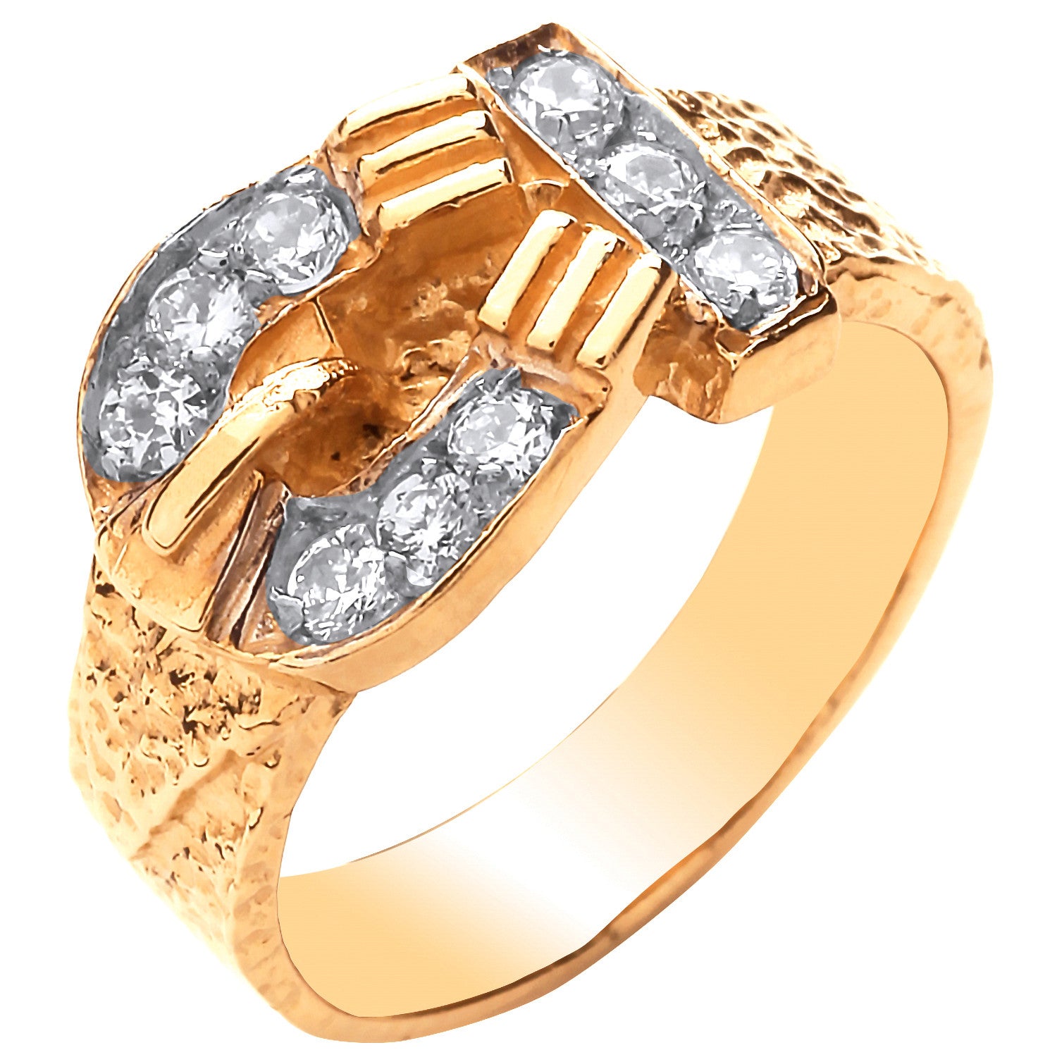 Yellow Gold CZ Buckle Baby Ring
