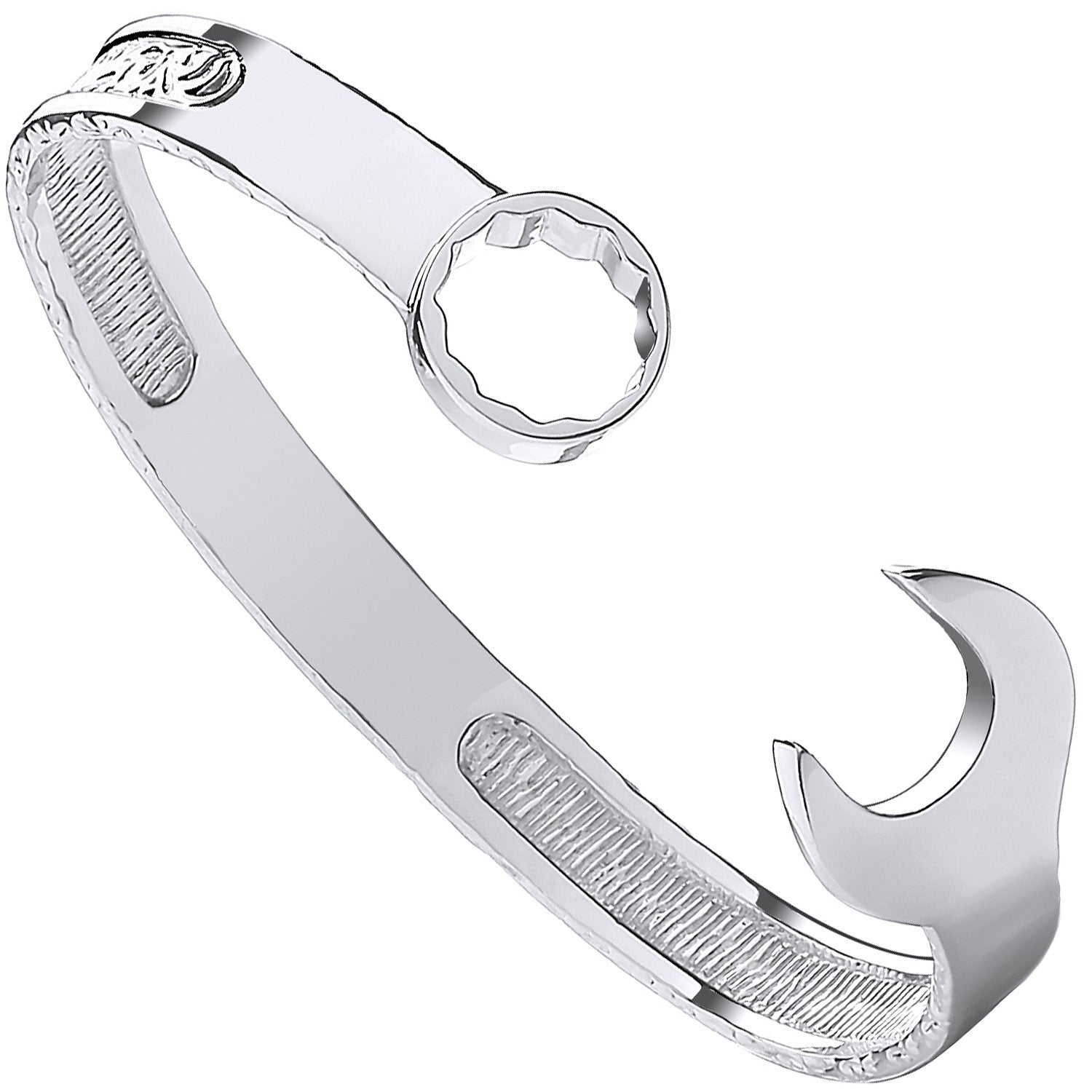 Sterling Silver Vintage Spanner Design 9mm Bangle for Men