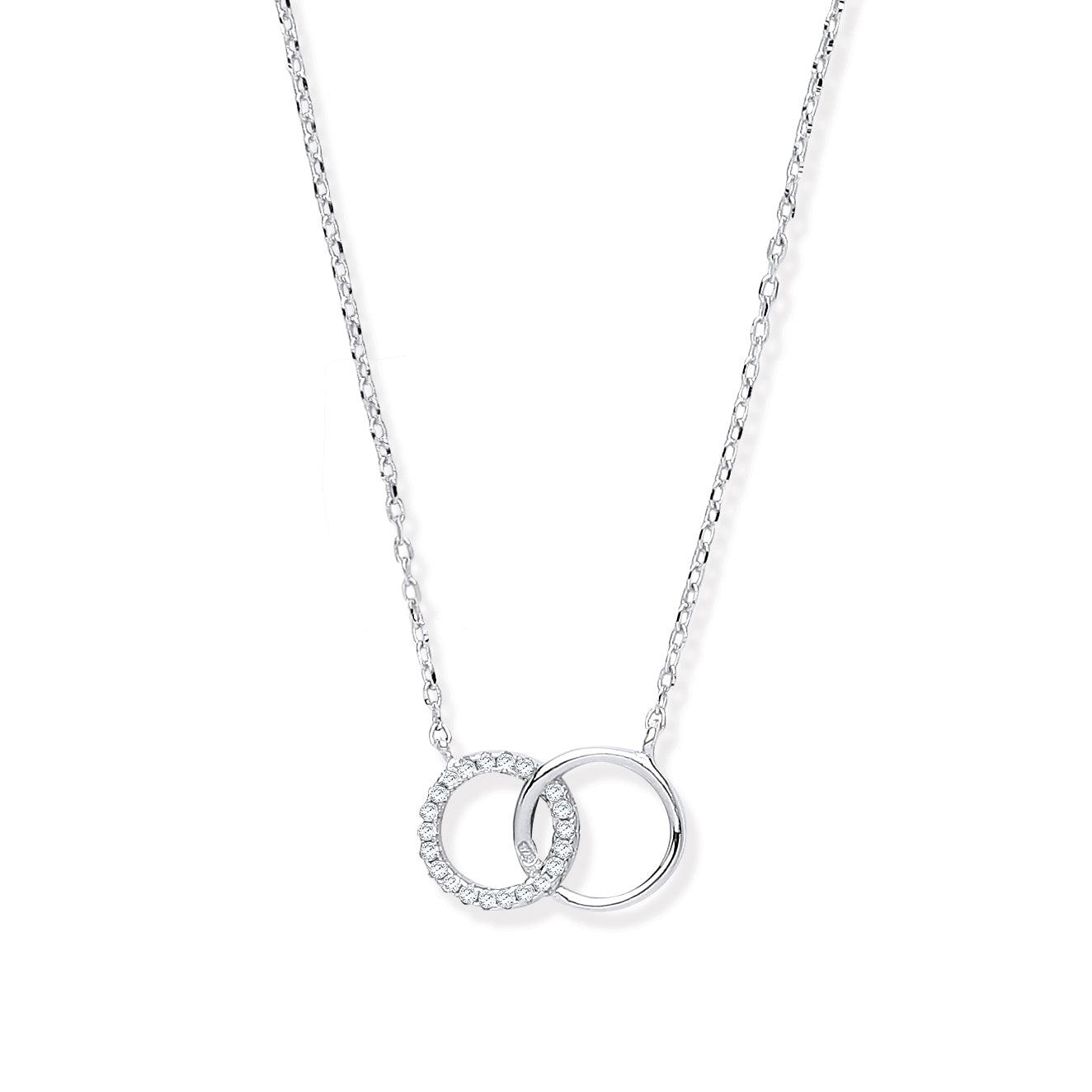 Silver Interlocking Circles Cubic Zirconia Necklace