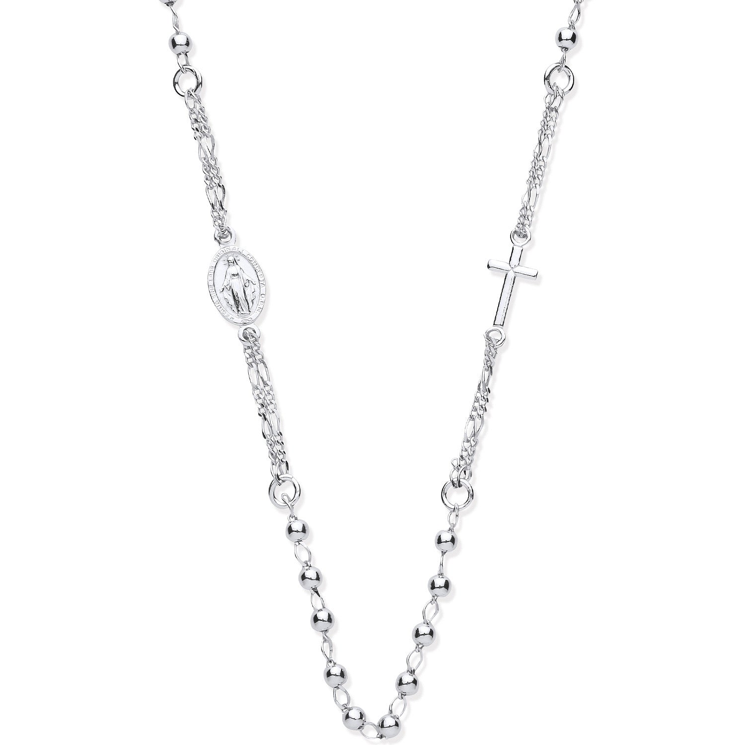 Silver Rosary Beads | 18" Chain