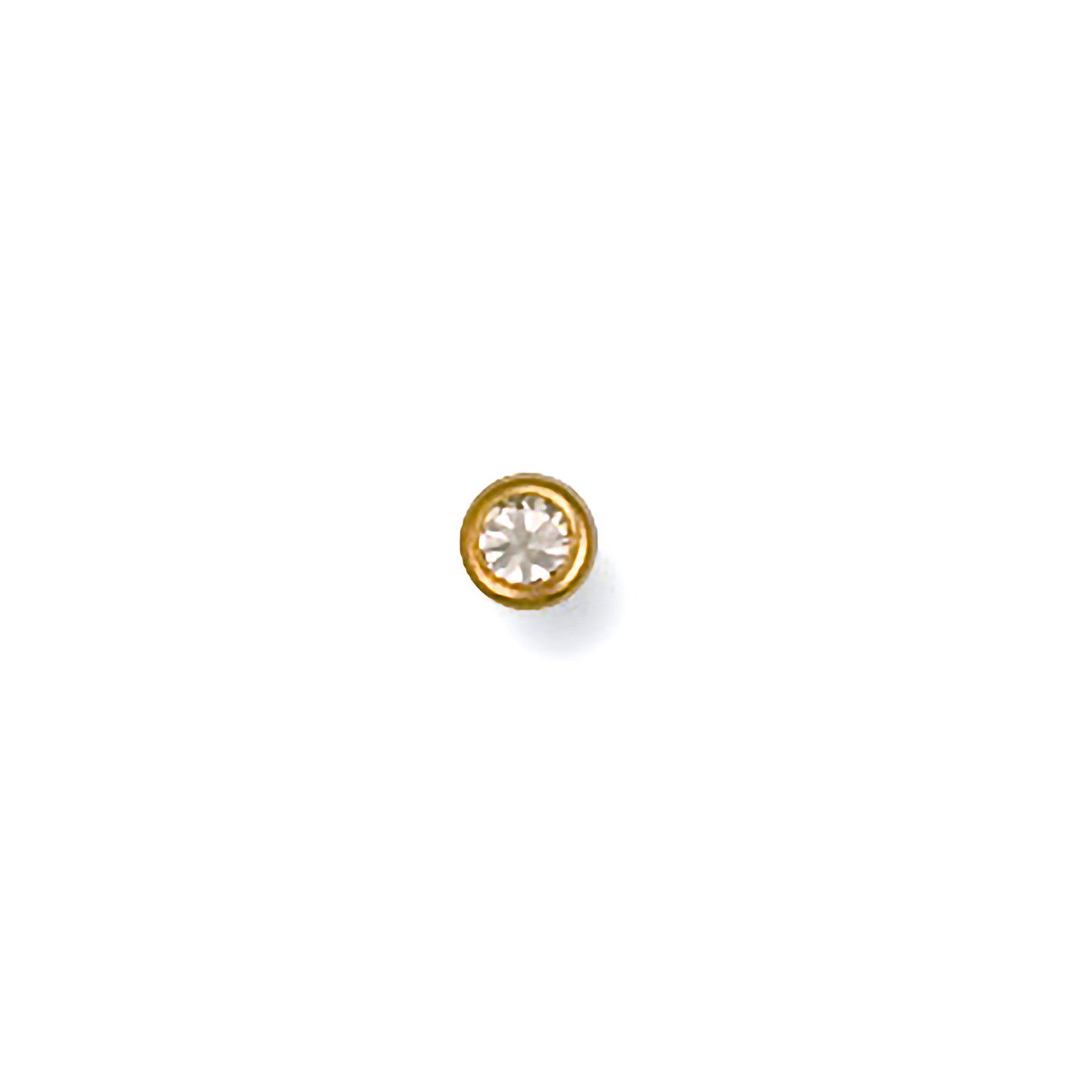 Yellow Gold Rubover Set CZ Nose Stud