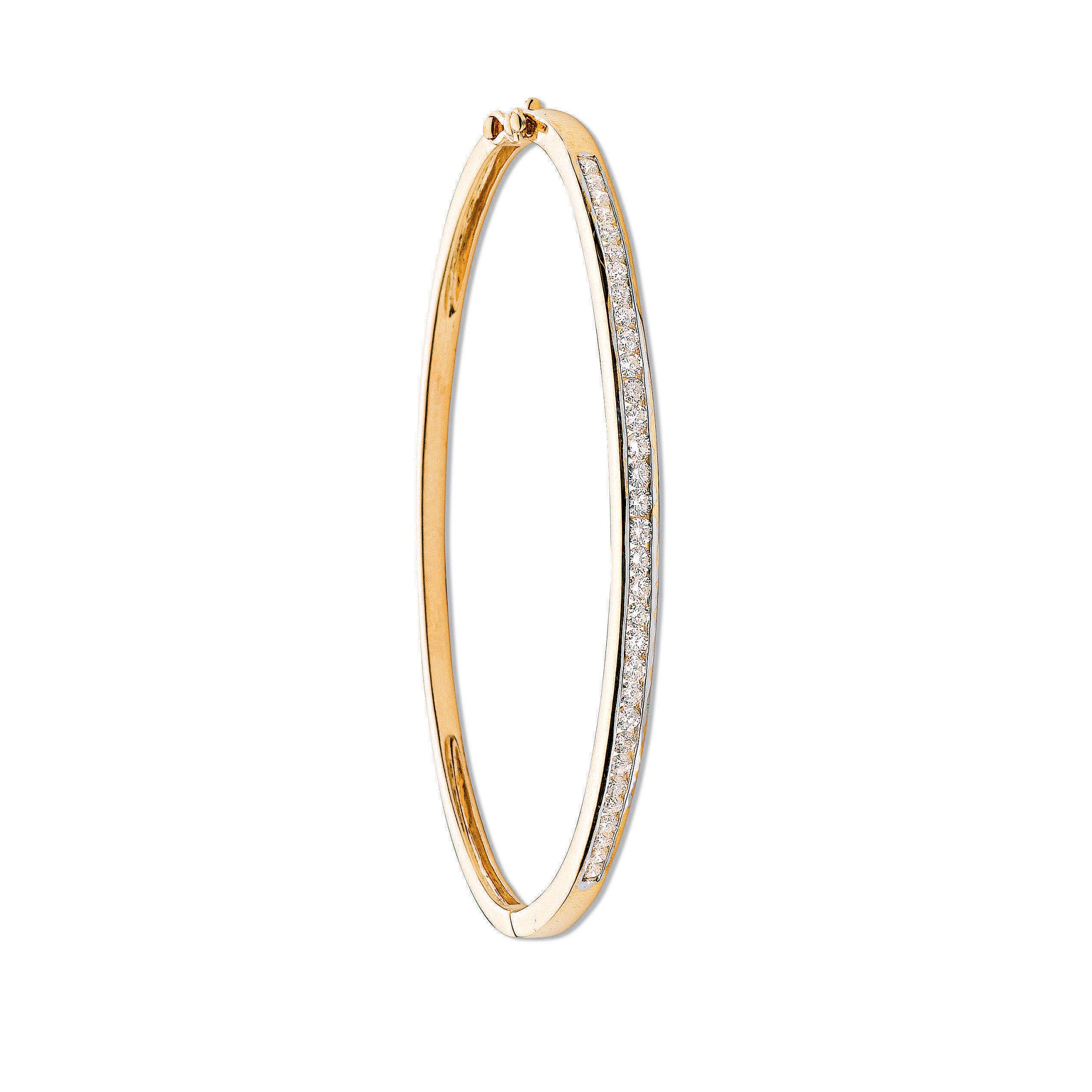 9CT Yellow Gold 1.00CT Channel Set Diamond Bangle