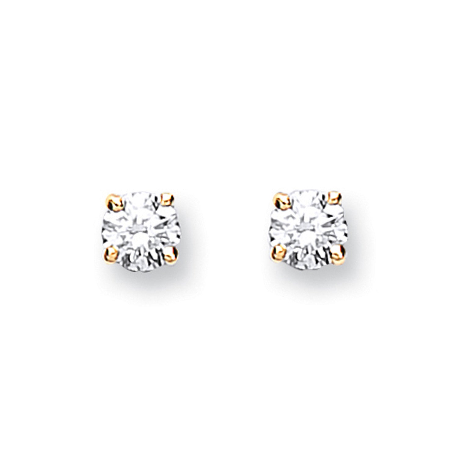 9ct Yellow Gold 0.25ct Claw Set Diamond Stud Earrings