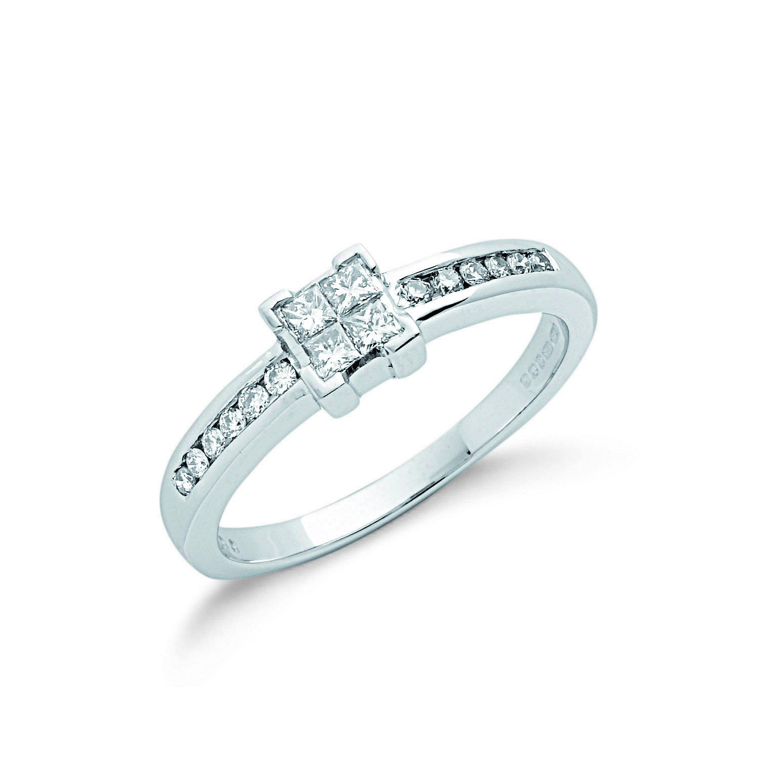 9ct W/G 0.33ct Princess Cut Centre Diamond Engagement Ring