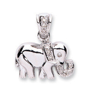 9ct White Gold 0.07ct Diamond Elephant Pendant