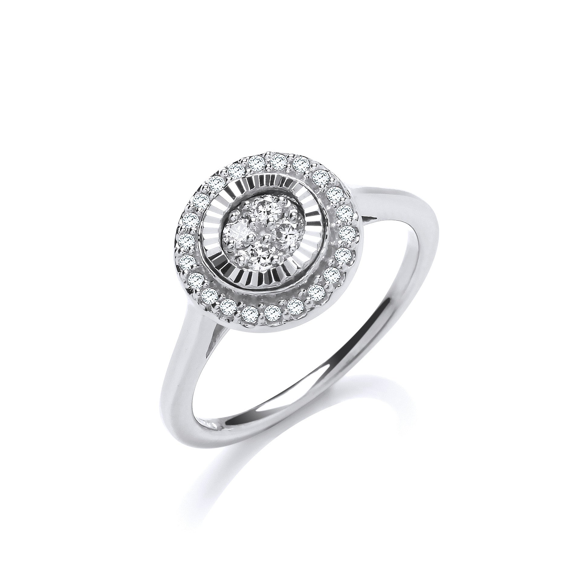 9ct WG 0.25ctw Diamond Cluster Ring with D/C Bezel
