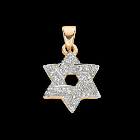 9ct Yellow Gold 0.15ct Diamond Star of David Pendant