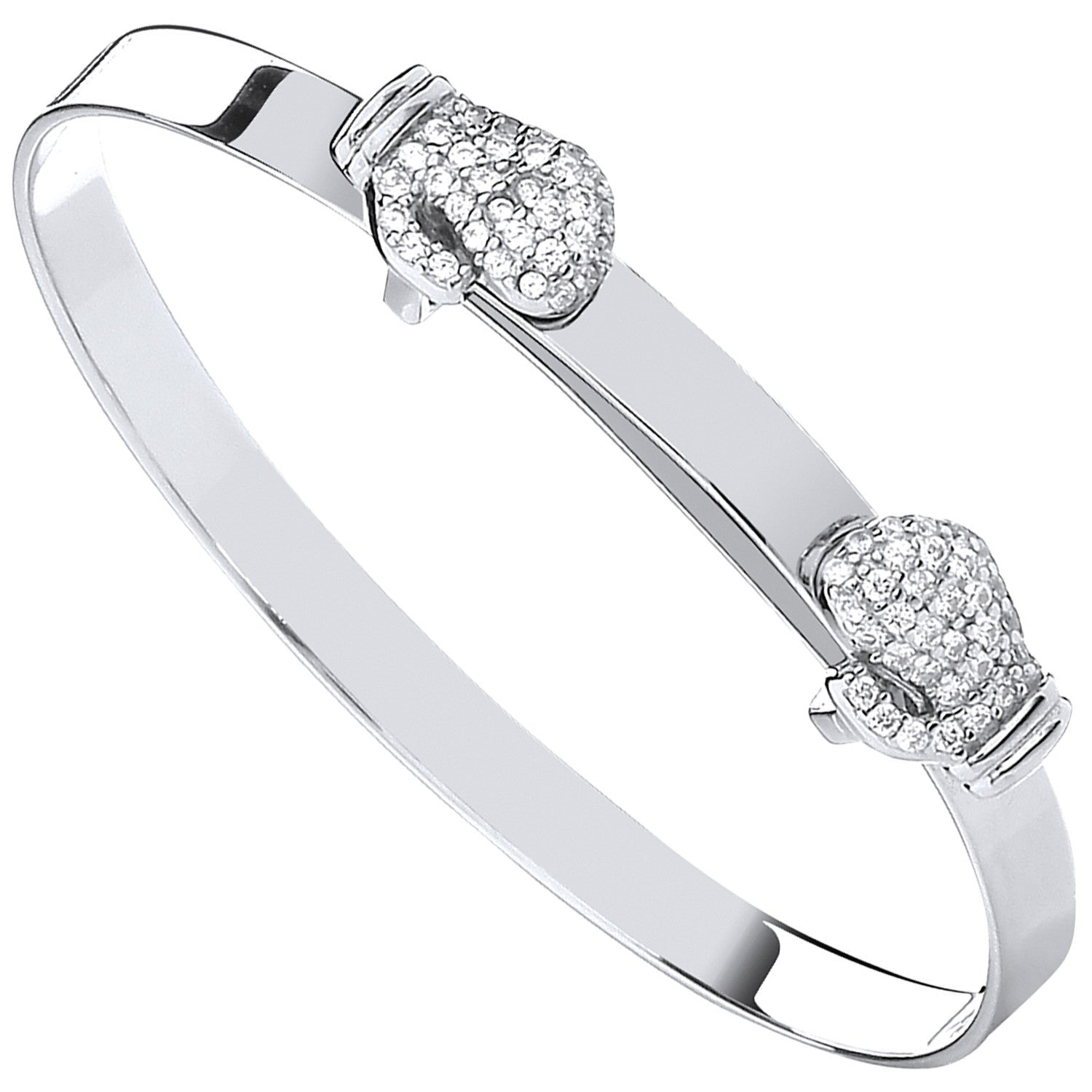 925 Silver Expandable Boxing Cubic Zirconia Gloves Baby Bangle