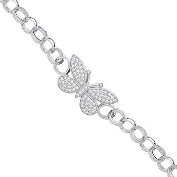 Silver CZ Butterfly Baby Bracelet